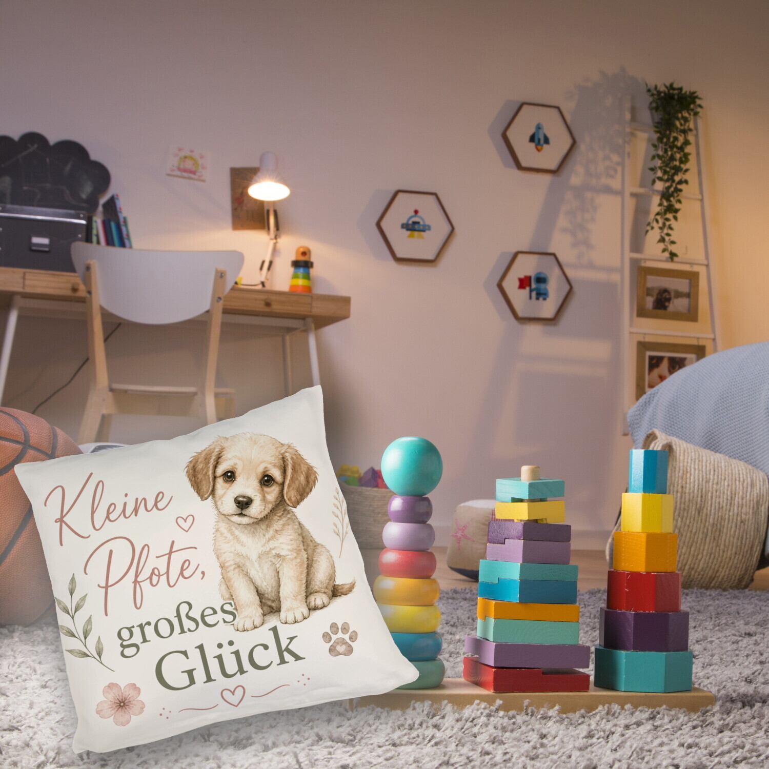Kissen Kleine Pfote - süssem Hundewelpen Motiv Dekokissen – Ansicht 5