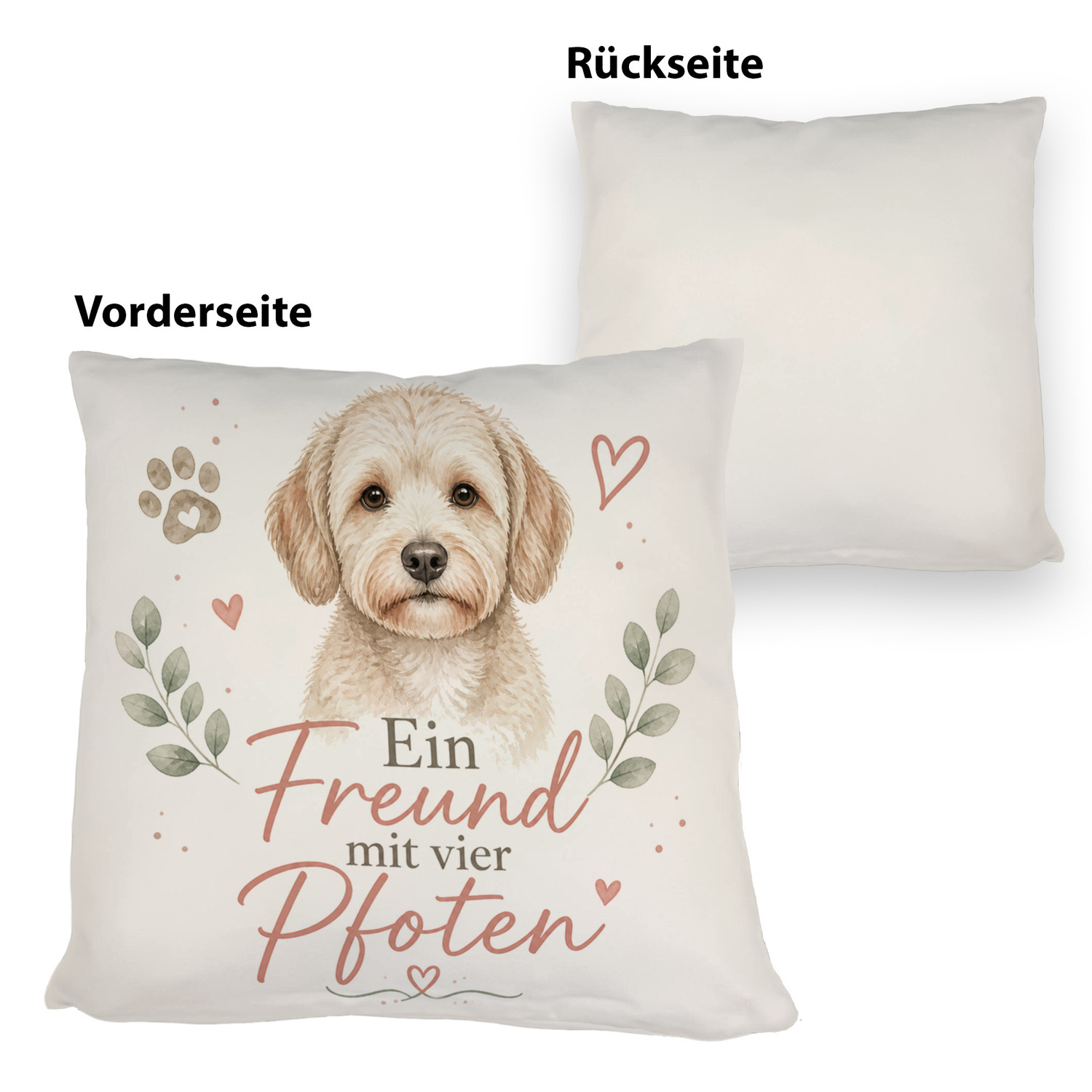 Kissen Ein Freund mit vier Pfoten - Hundefreunde Dekokissen – Ansicht 3
