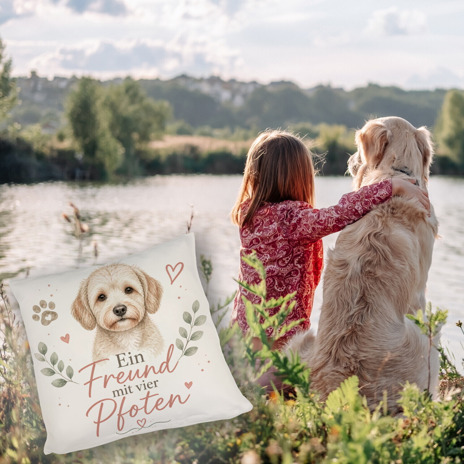 Kissen Ein Freund mit vier Pfoten - Hundefreunde Dekokissen – Ansicht 5