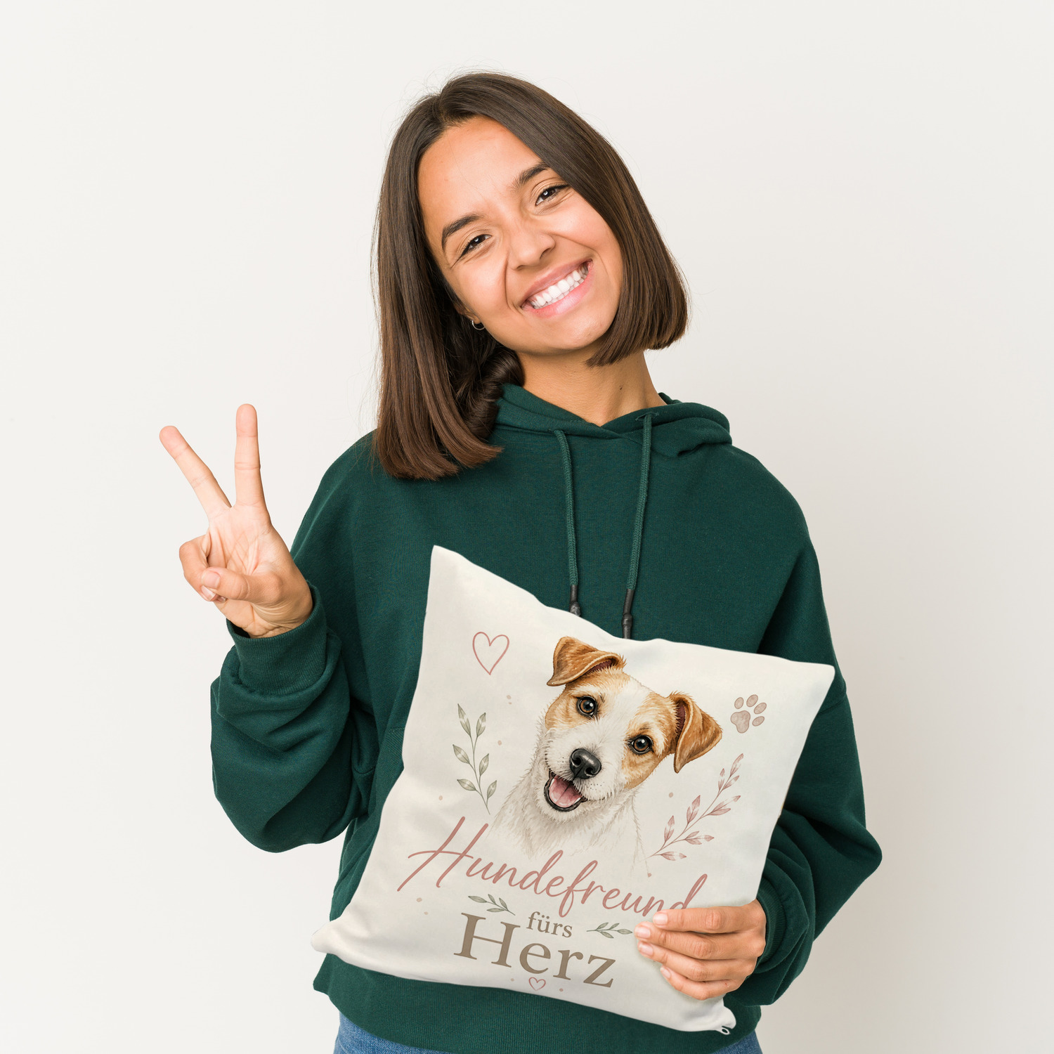 Kissen Hundefreund fürs Herz - sanftes Tiermotiv mit Herzdetail – Ansicht 2