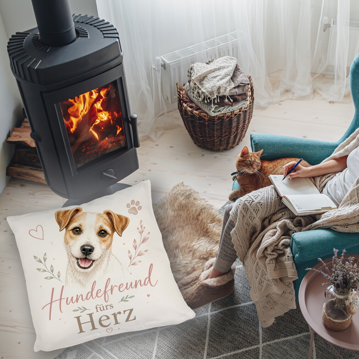 Kissen Hundefreund fürs Herz - sanftes Tiermotiv mit Herzdetail – Ansicht 5