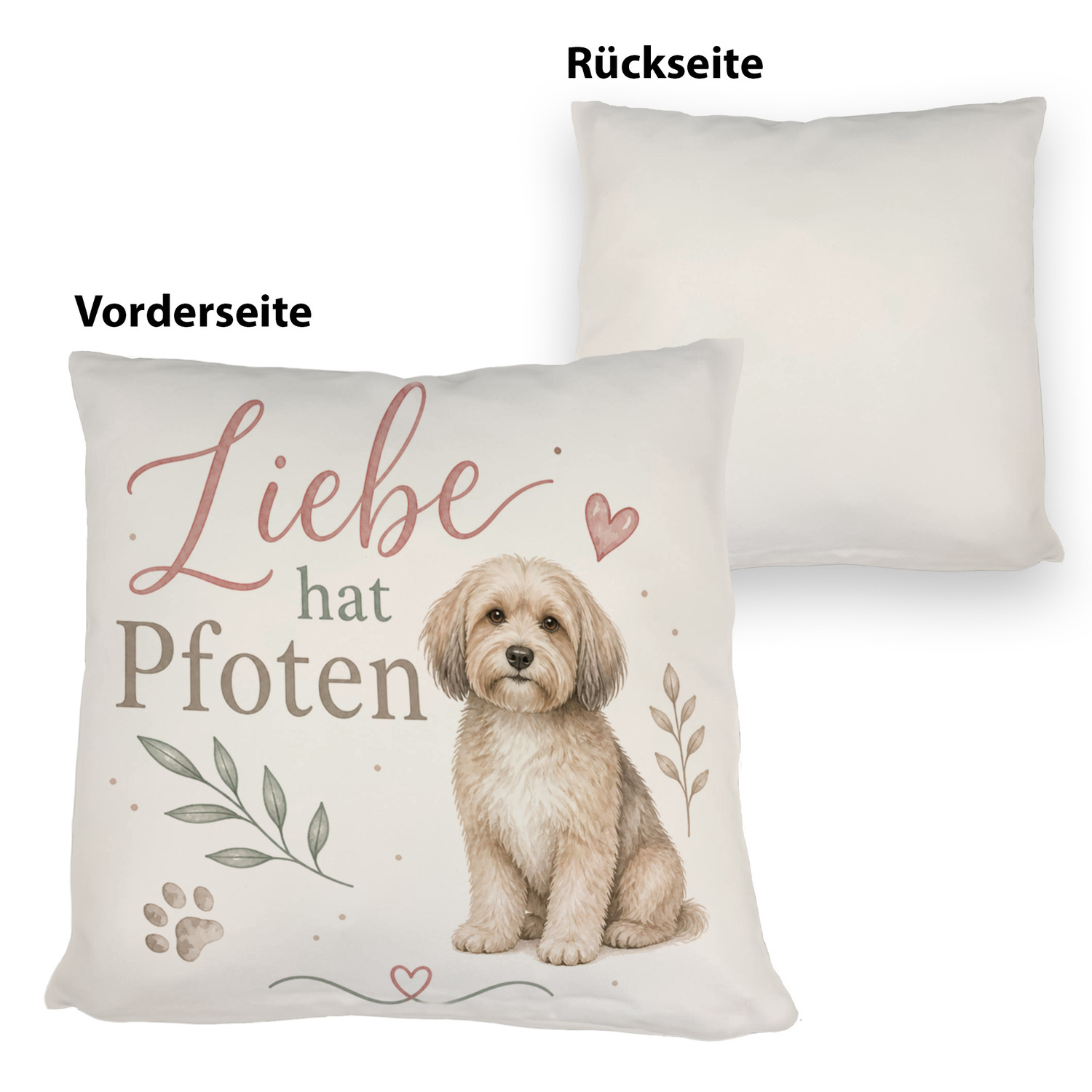 Kissen Liebe hat Pfoten - Dekokissen mit Herzmotiv Sofakissen – Ansicht 3