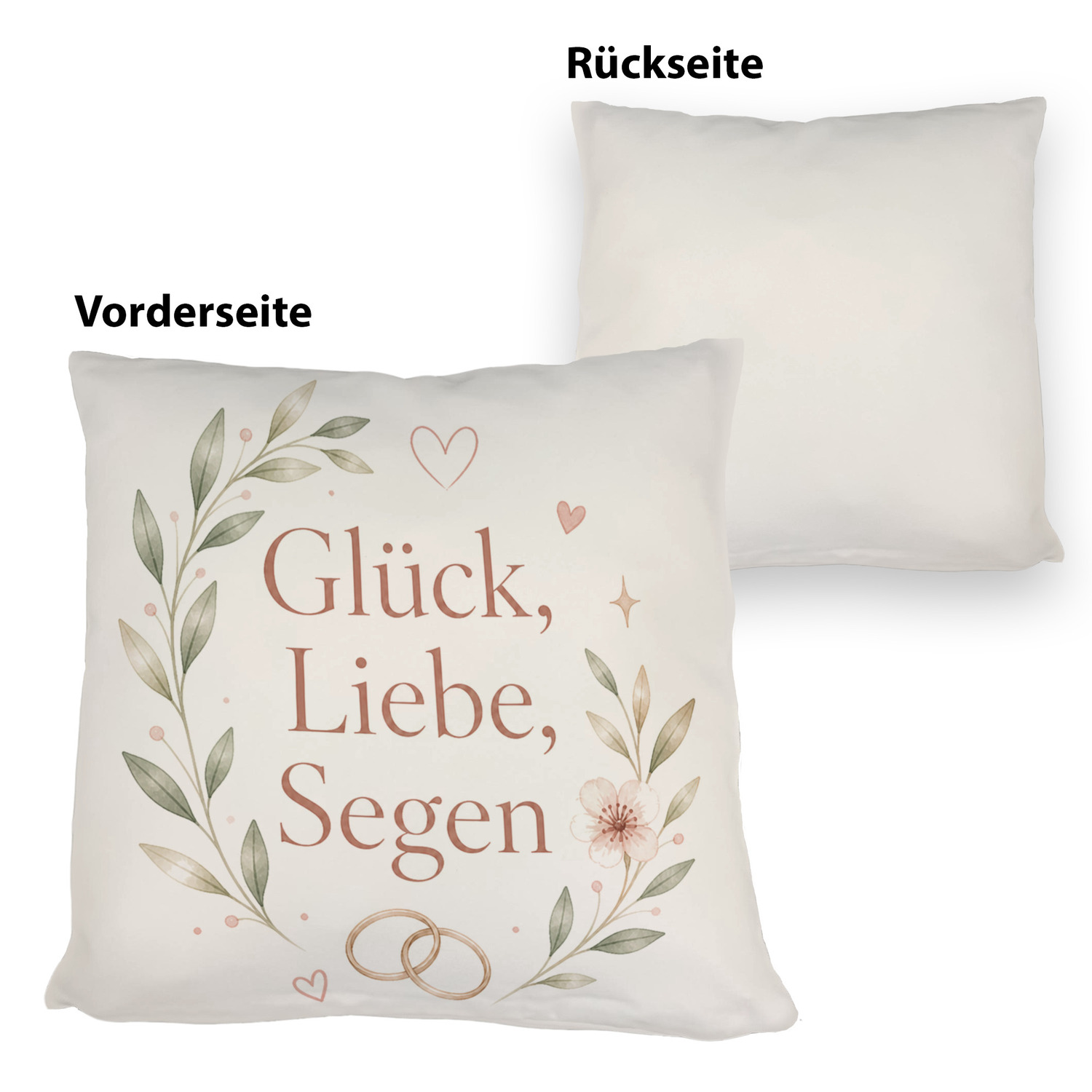 Kissen Glück - Sofakissen mit zartem Blumenmotiv Dekokissen – Ansicht 3