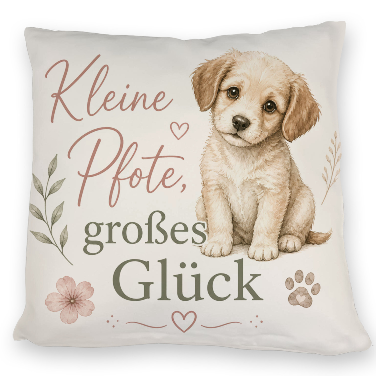 Kissen Kleine Pfote - süssem Hundewelpen Motiv Dekokissen