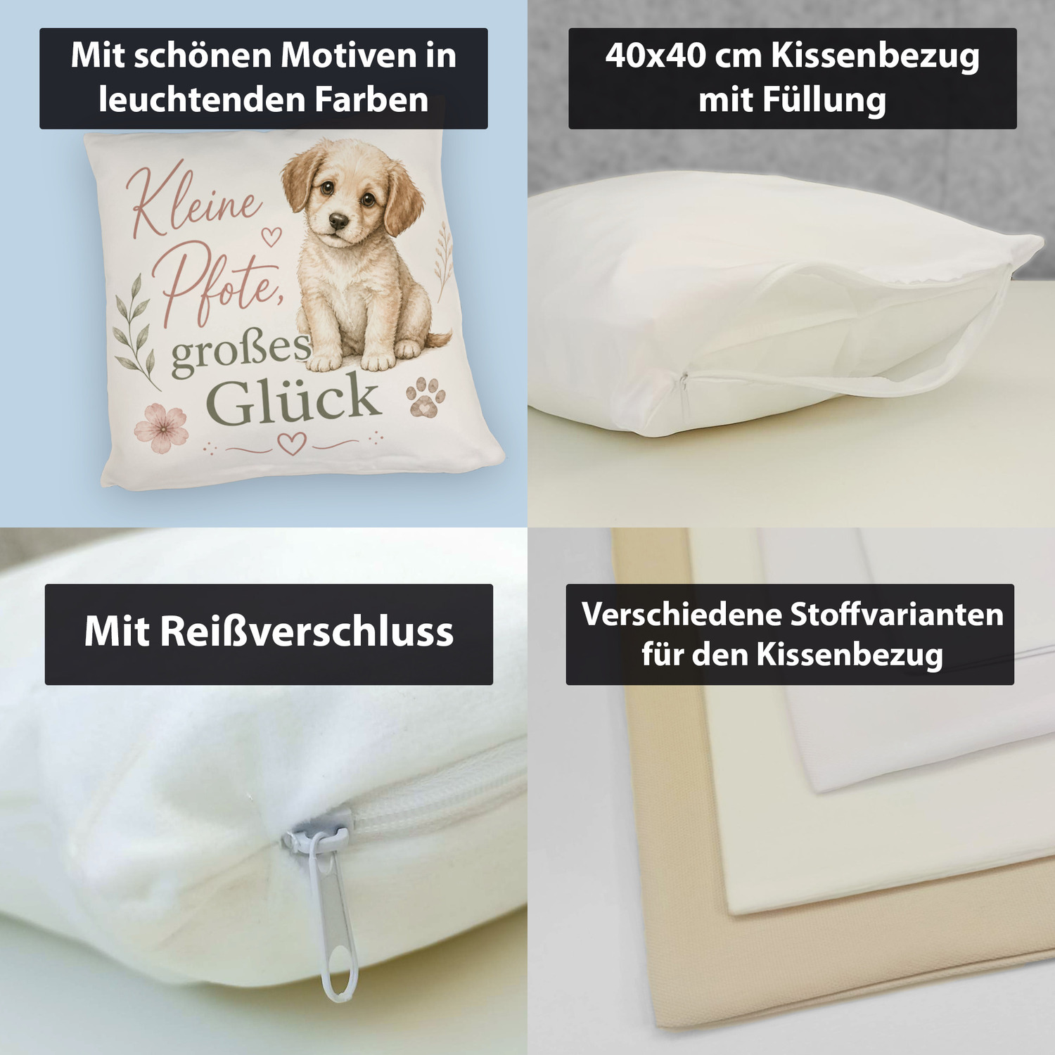 Kissen Kleine Pfote - süssem Hundewelpen Motiv Dekokissen – Ansicht 4