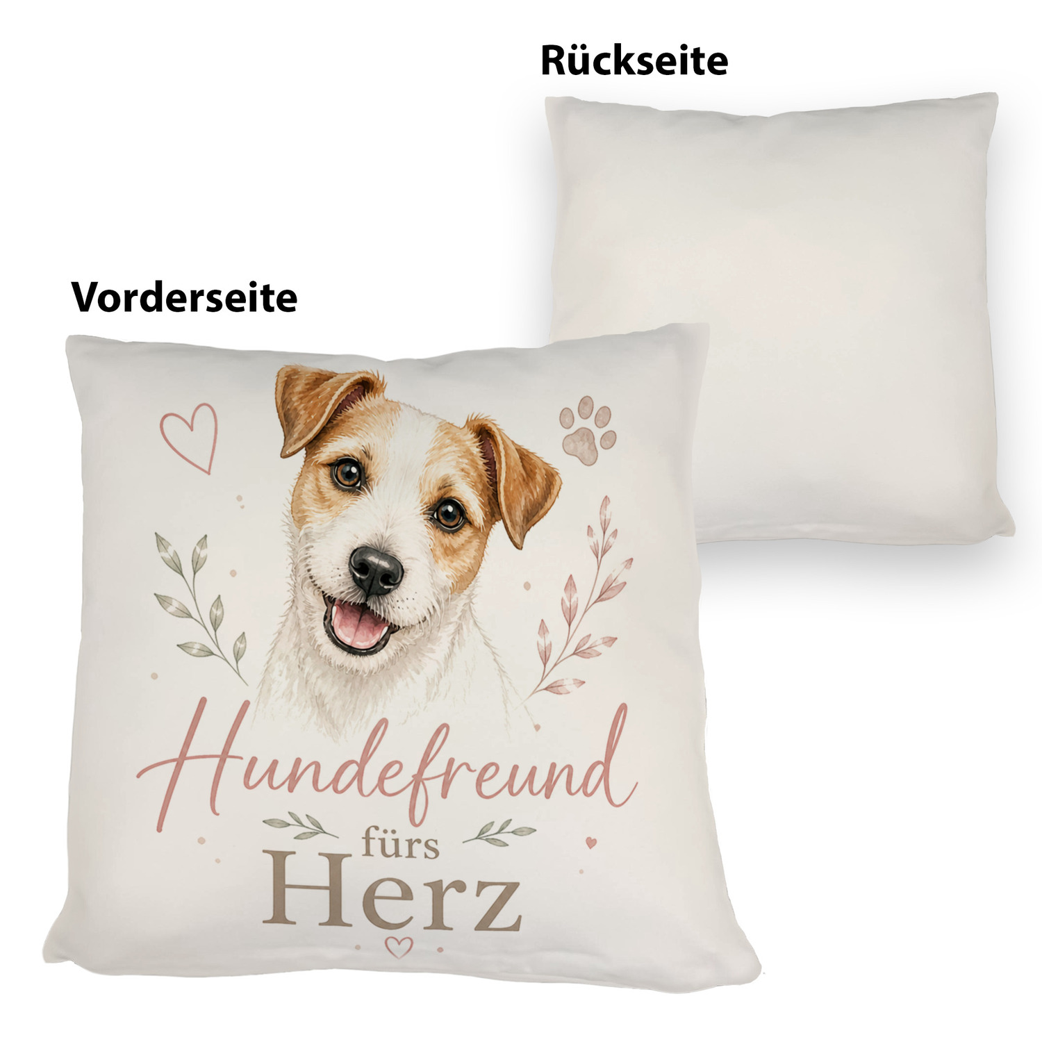 Kissen Hundefreund fürs Herz - sanftes Tiermotiv mit Herzdetail – Ansicht 3