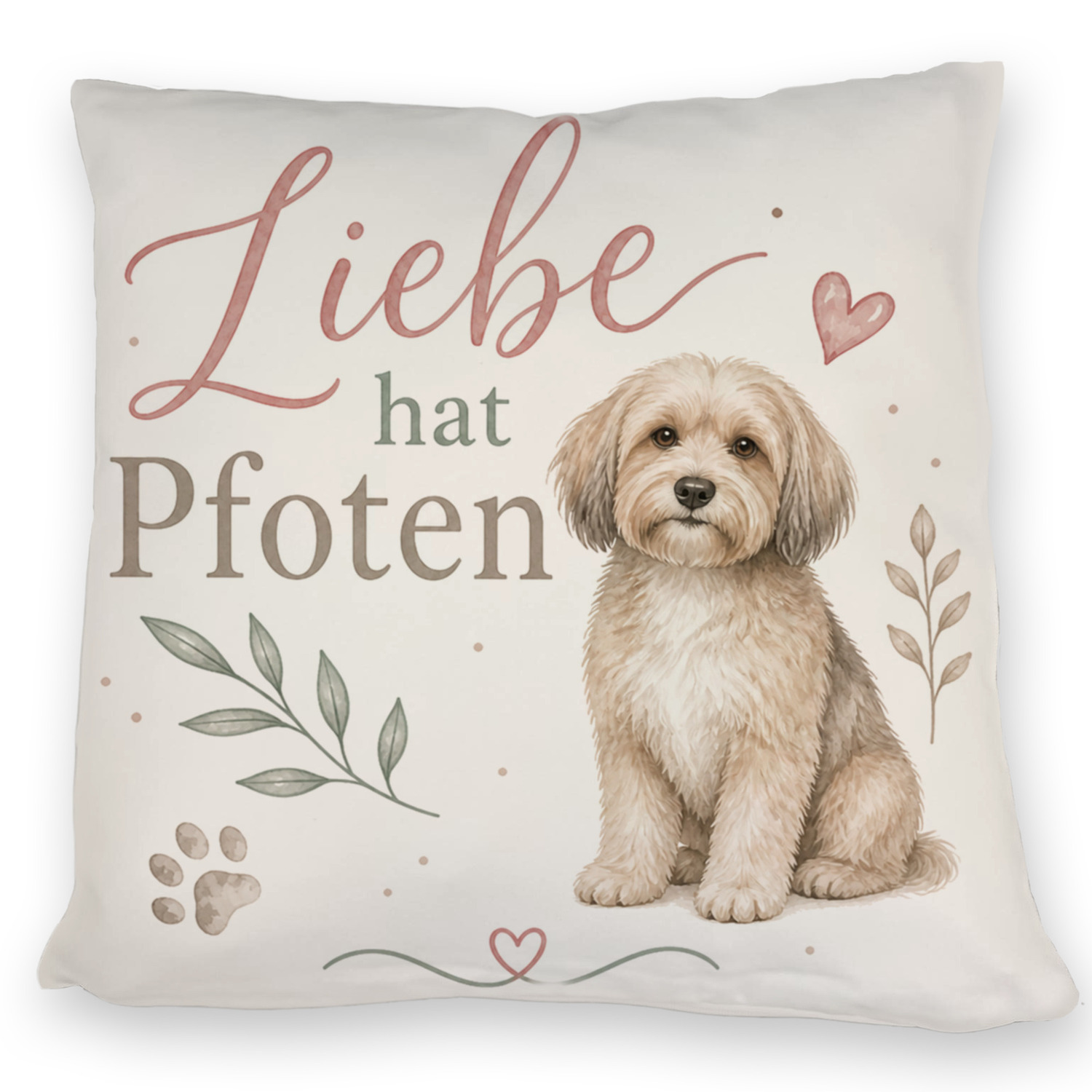 Kissen Liebe hat Pfoten - Dekokissen mit Herzmotiv Sofakissen