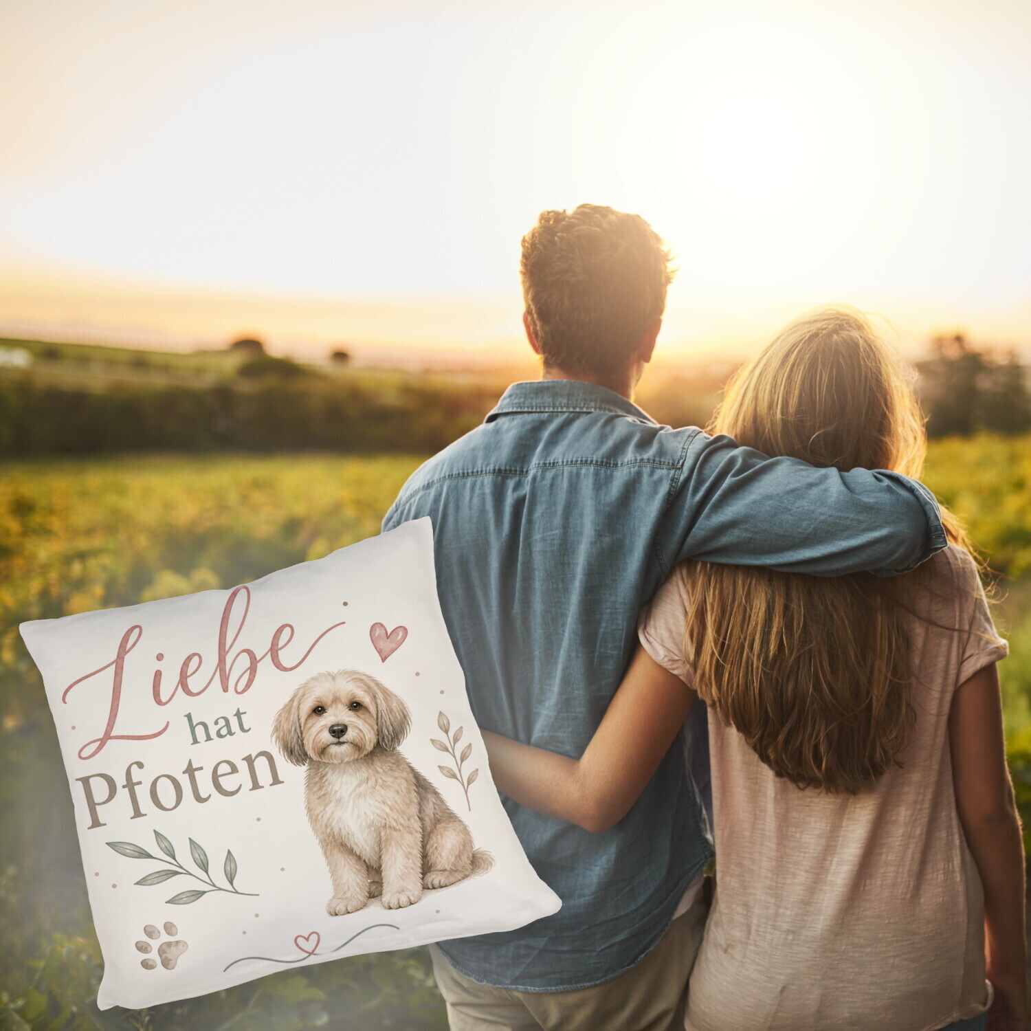 Kissen Liebe hat Pfoten - Dekokissen mit Herzmotiv Sofakissen – Ansicht 5