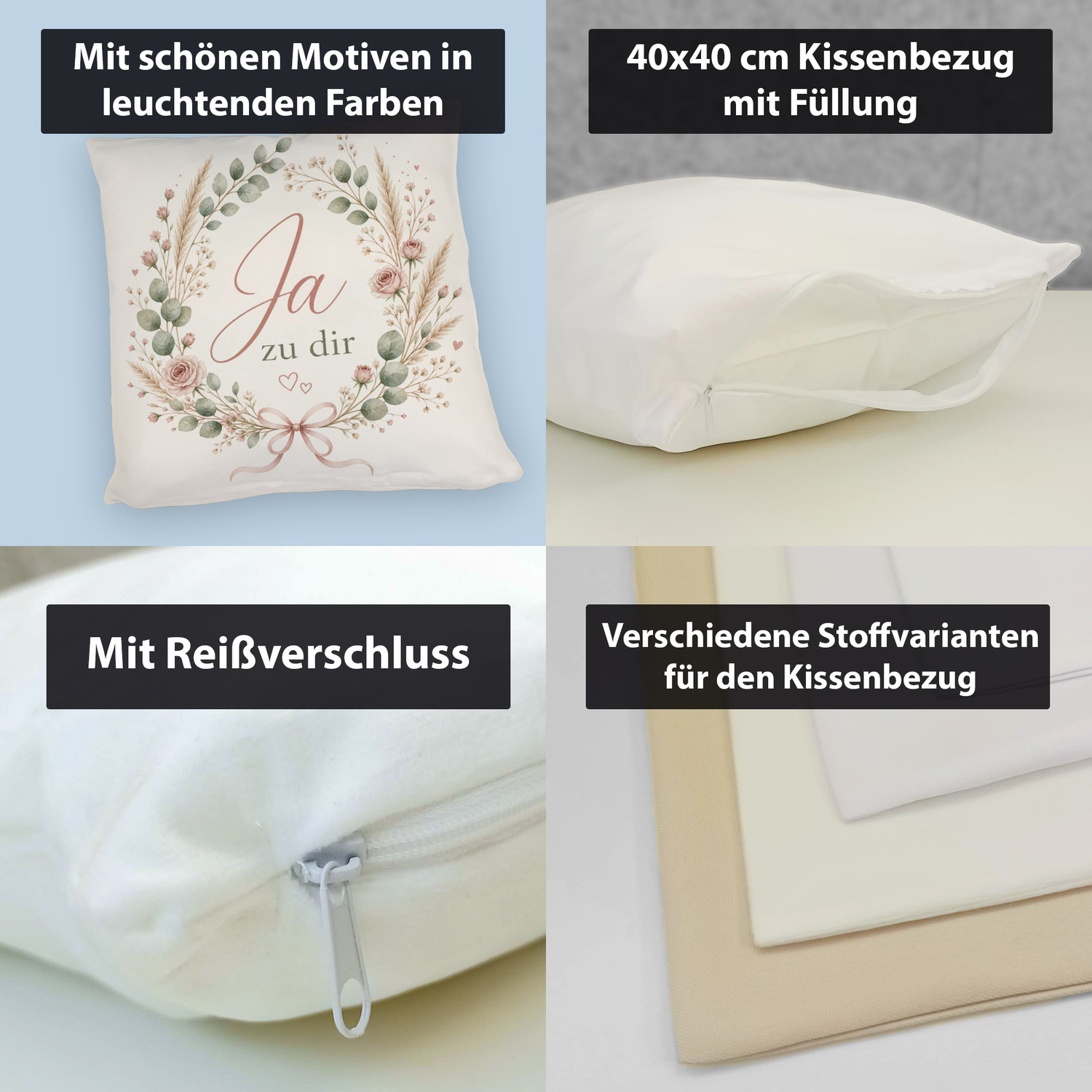 Kissen Ja zu dir - liebevolles Sofakissen im Boho Look – Ansicht 4