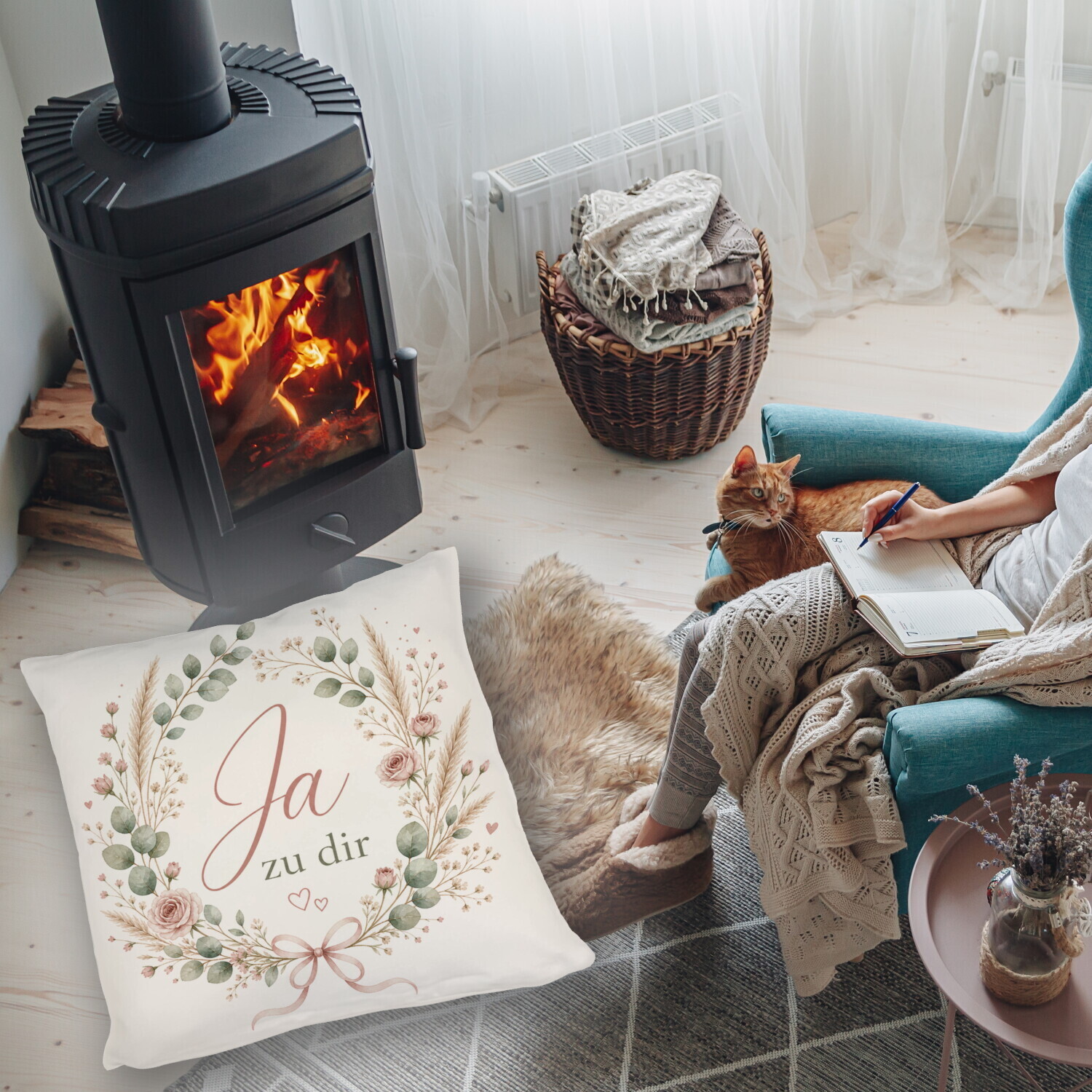 Kissen Ja zu dir - liebevolles Sofakissen im Boho Look – Ansicht 5