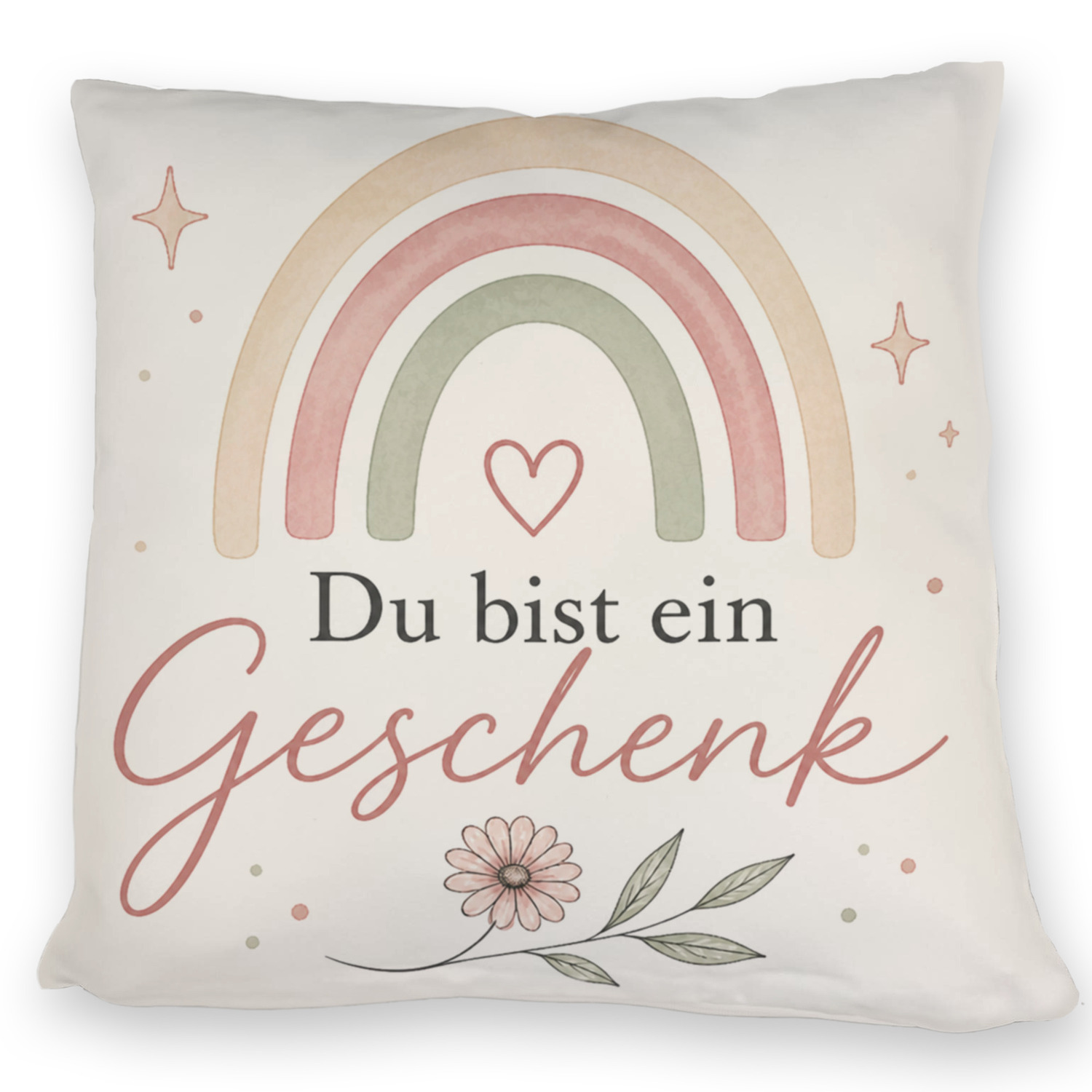 Kissen Du bist ein Geschenk - Dekokissen in sanften Pastellfarben