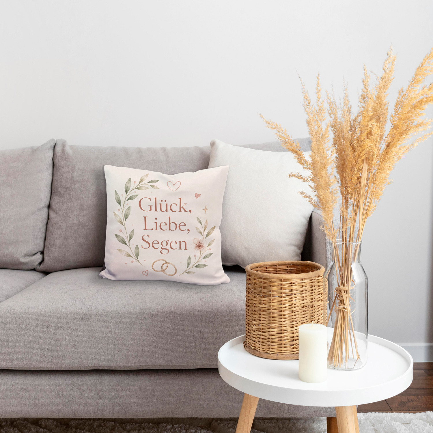 Kissen Glück - Sofakissen mit zartem Blumenmotiv Dekokissen – Ansicht 7