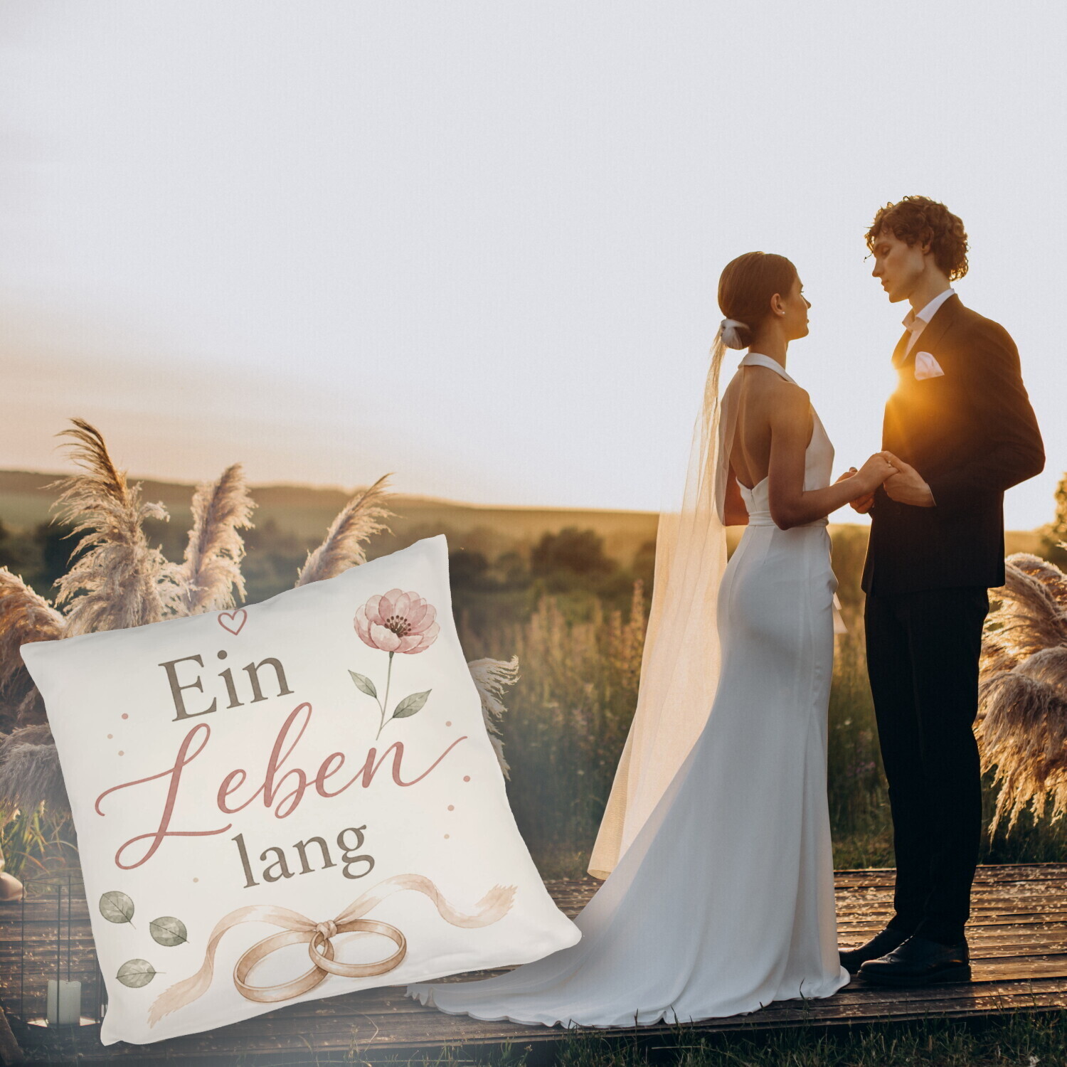Kissen Ein Leben lang - Sofakissen im Hochzeitslook Dekokissen – Ansicht 5