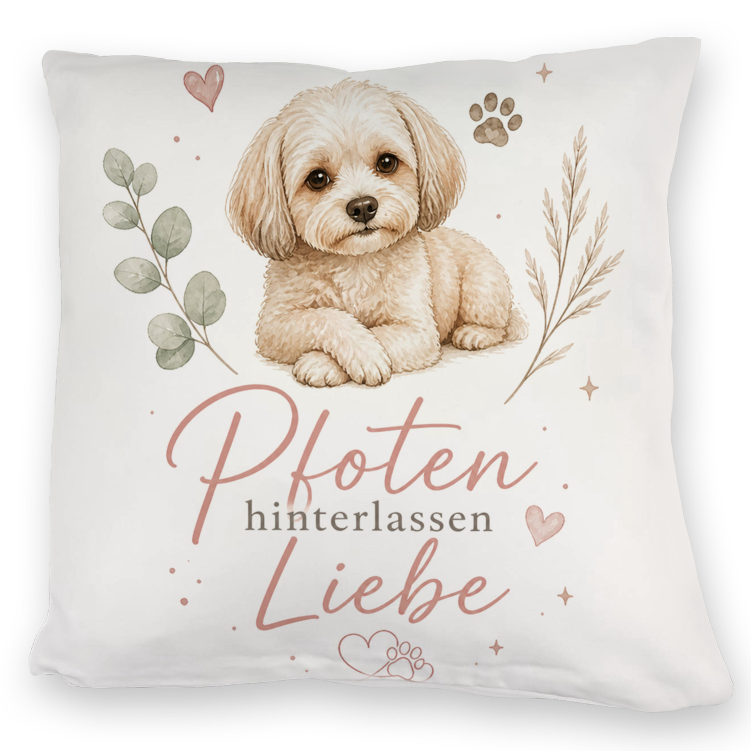 Kuschelkissen Pfoten hinterlassen Liebe - Hundespruch Dekokissen