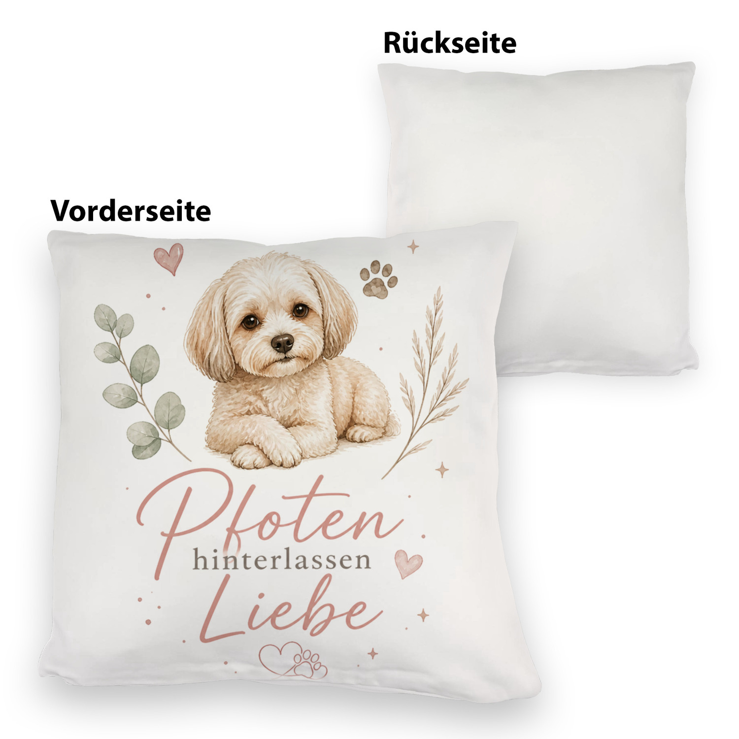 Kuschelkissen Pfoten hinterlassen Liebe - Hundespruch Dekokissen – Ansicht 3