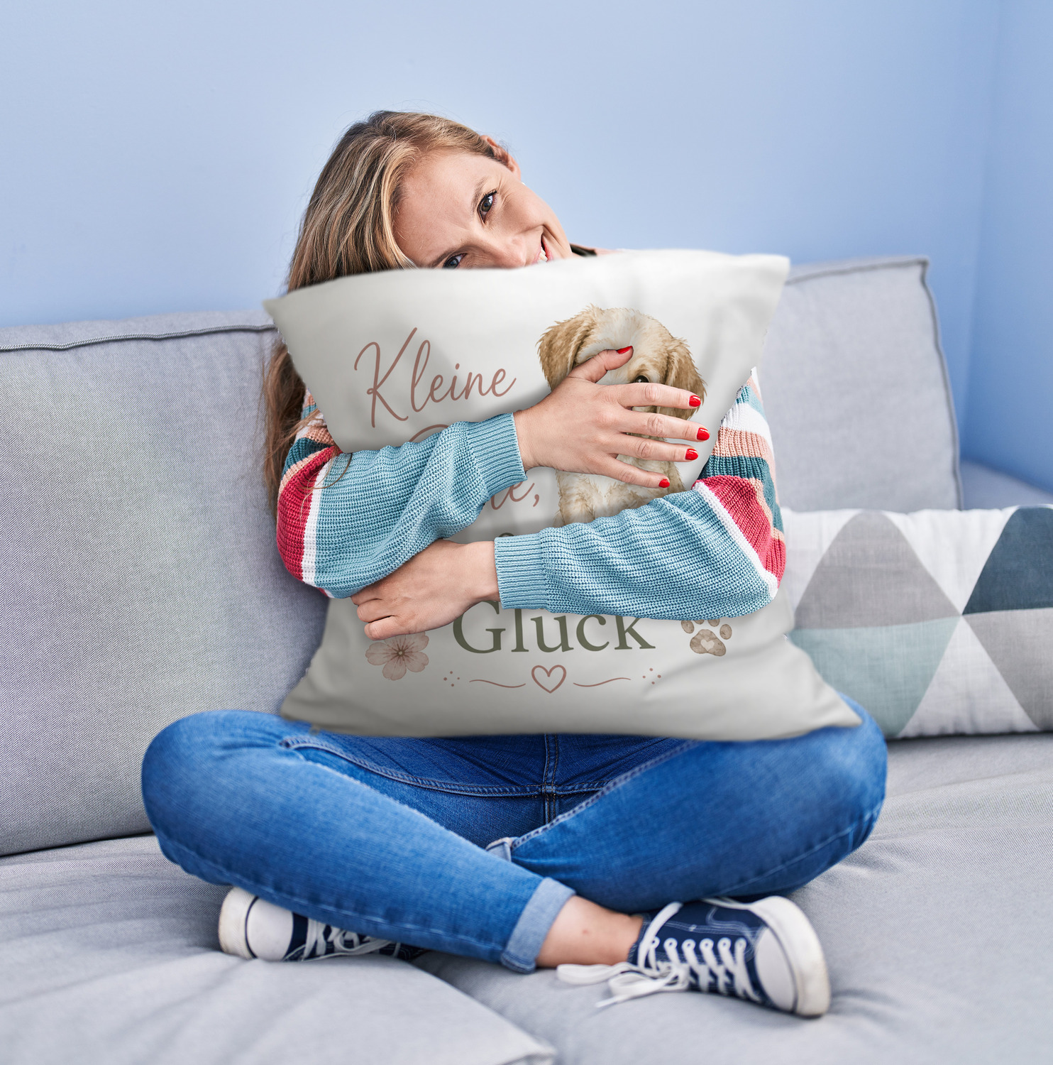 Kuschelkissen Kleine Pfote - Sofakissen mit Welpenmotiv – Ansicht 2
