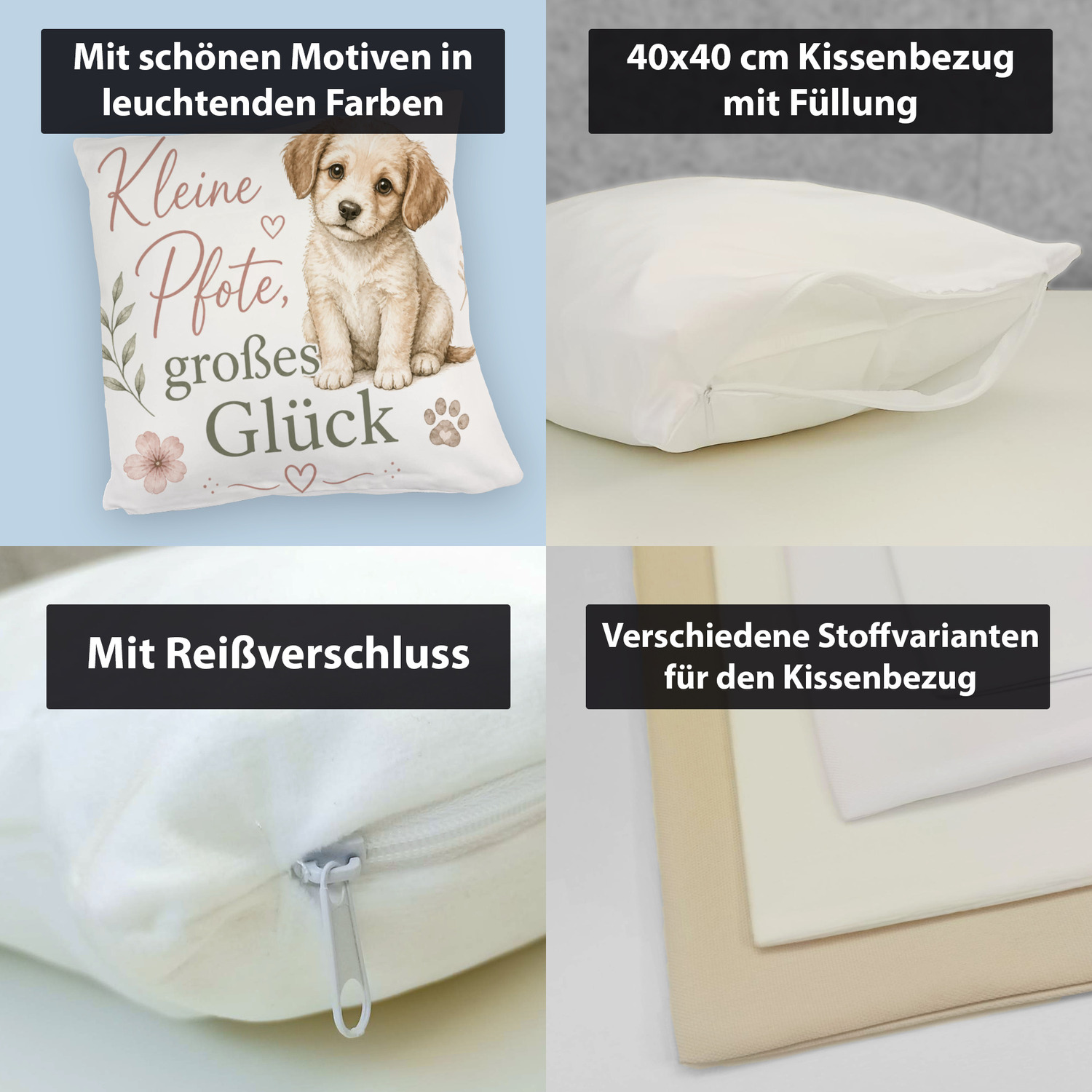 Kuschelkissen Kleine Pfote - Sofakissen mit Welpenmotiv – Ansicht 4
