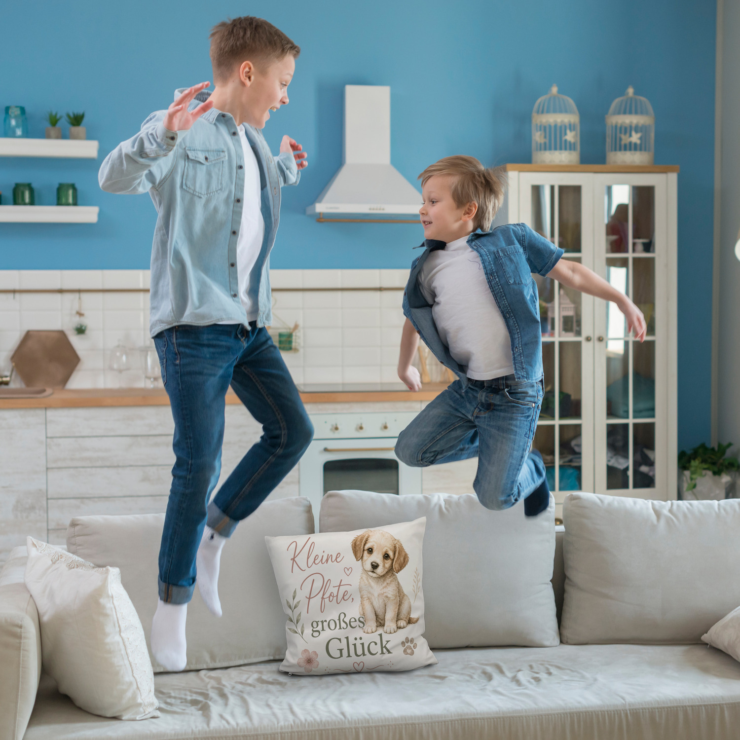 Kuschelkissen Kleine Pfote - Sofakissen mit Welpenmotiv – Ansicht 6