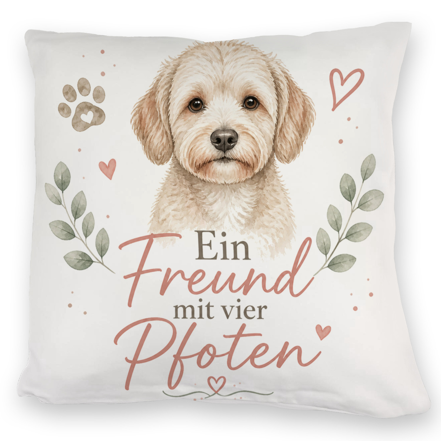 Kuschelkissen Ein Freund mit vier Pfoten - Hundespruch