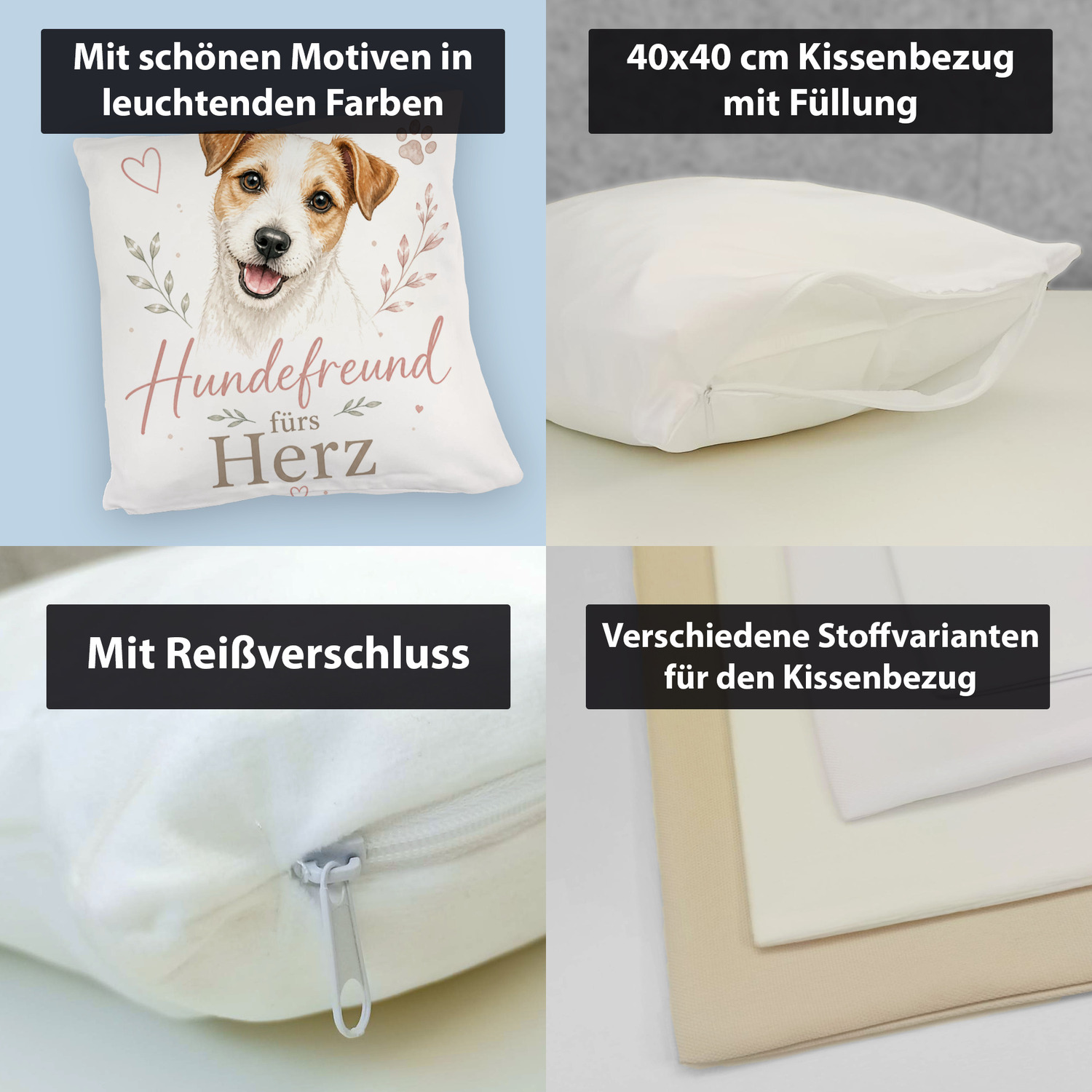 Kuschelkissen Hundefreund fürs Herz - Dekokissen mit Herzmotiv – Ansicht 4