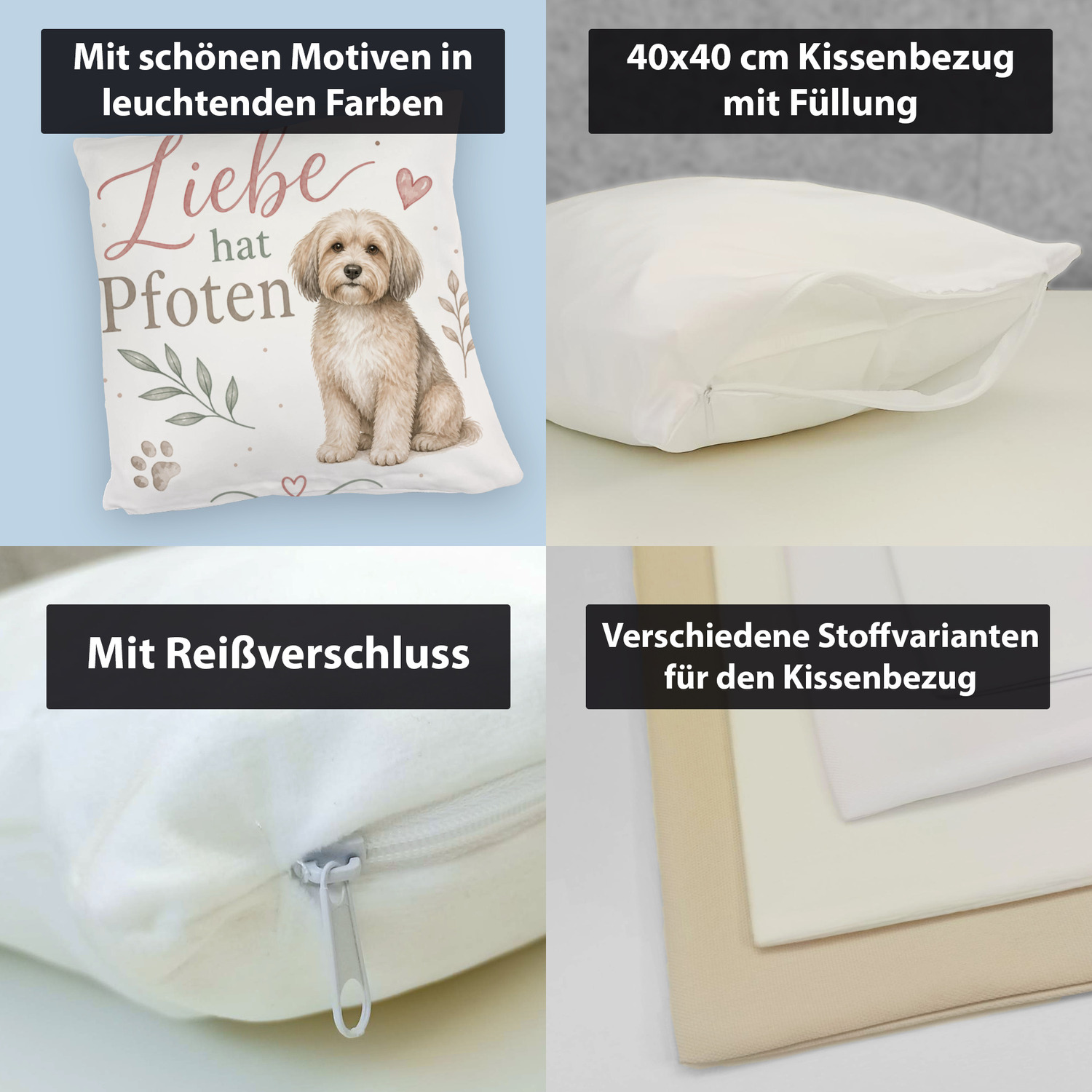 Kuschelkissen Liebe hat Pfoten - Sofakissen mit Herzmotiv – Ansicht 4
