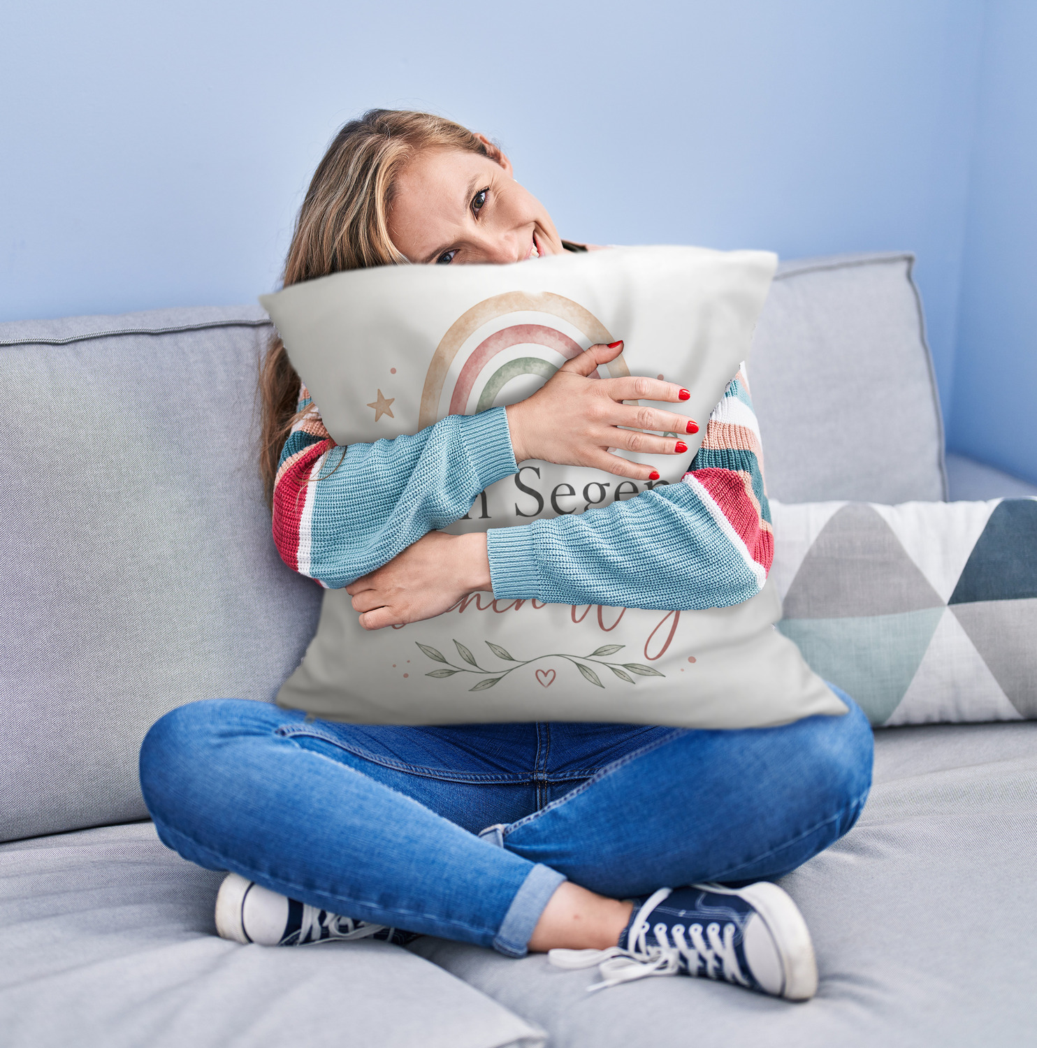 Kuschelkissen Ein Segen für deinen Weg - Regenbogen Dekokissen – Ansicht 2