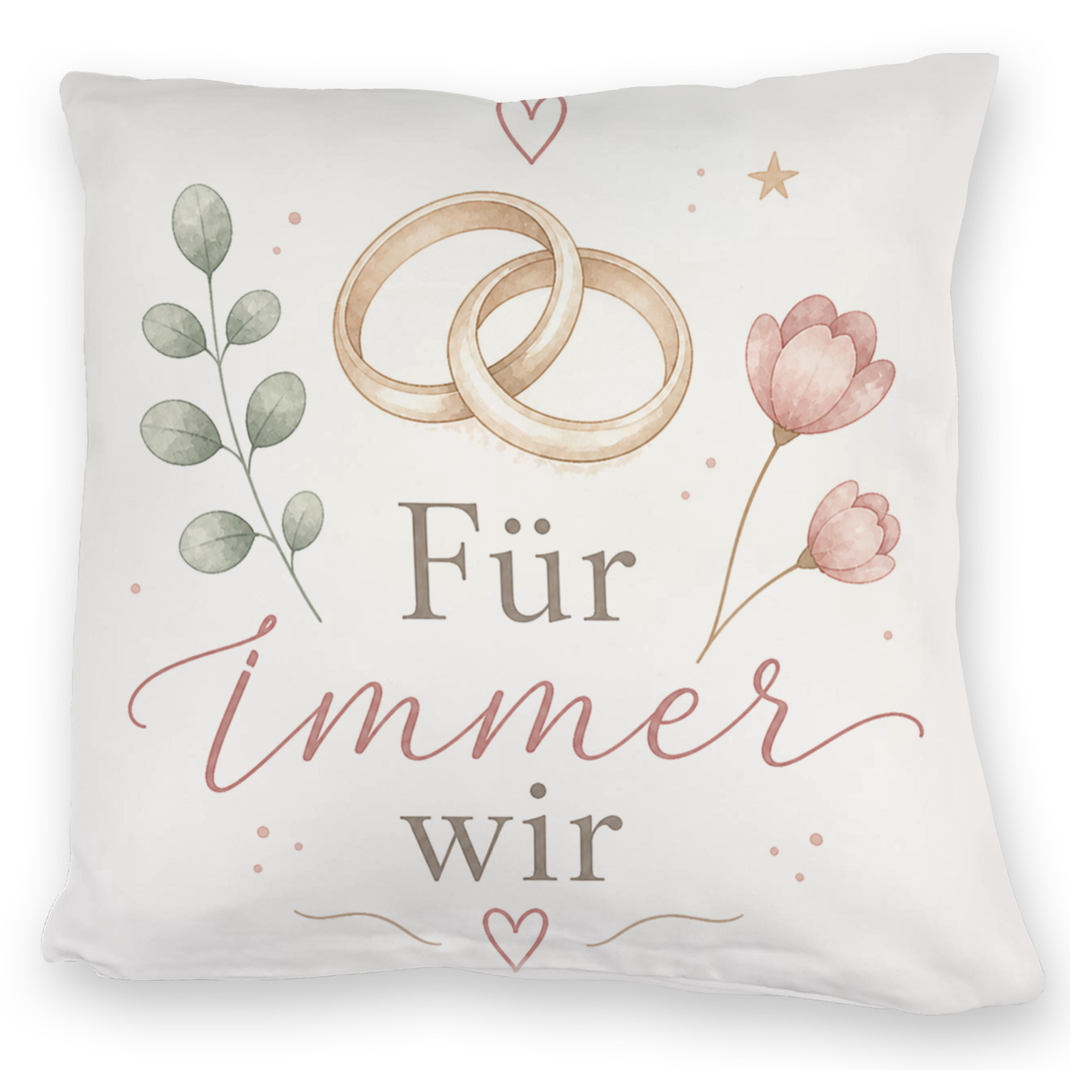 Kuschelkissen Für immer wir - romantisches Ringmotiv mit Herz