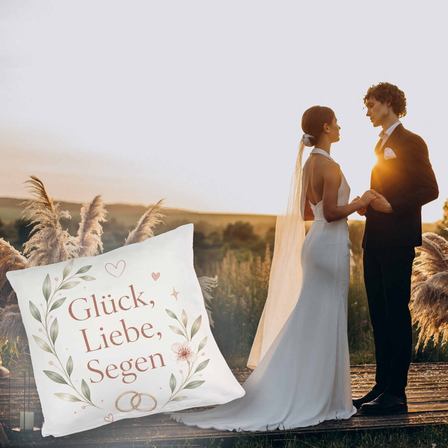 Kuschelkissen Glück - Dekokissen mit romantischem Hochzeitsmotiv – Ansicht 5