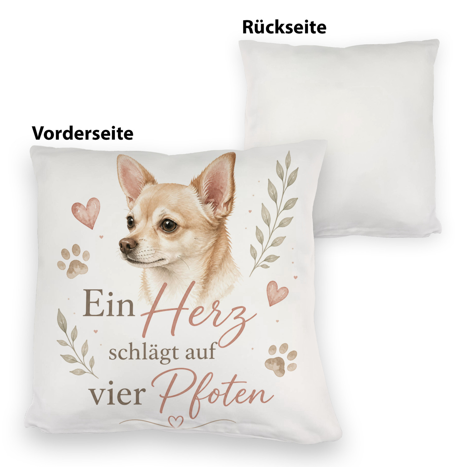 Kuschelkissen Ein Herz schlägt auf vier Pfoten - Chihuahua – Ansicht 3