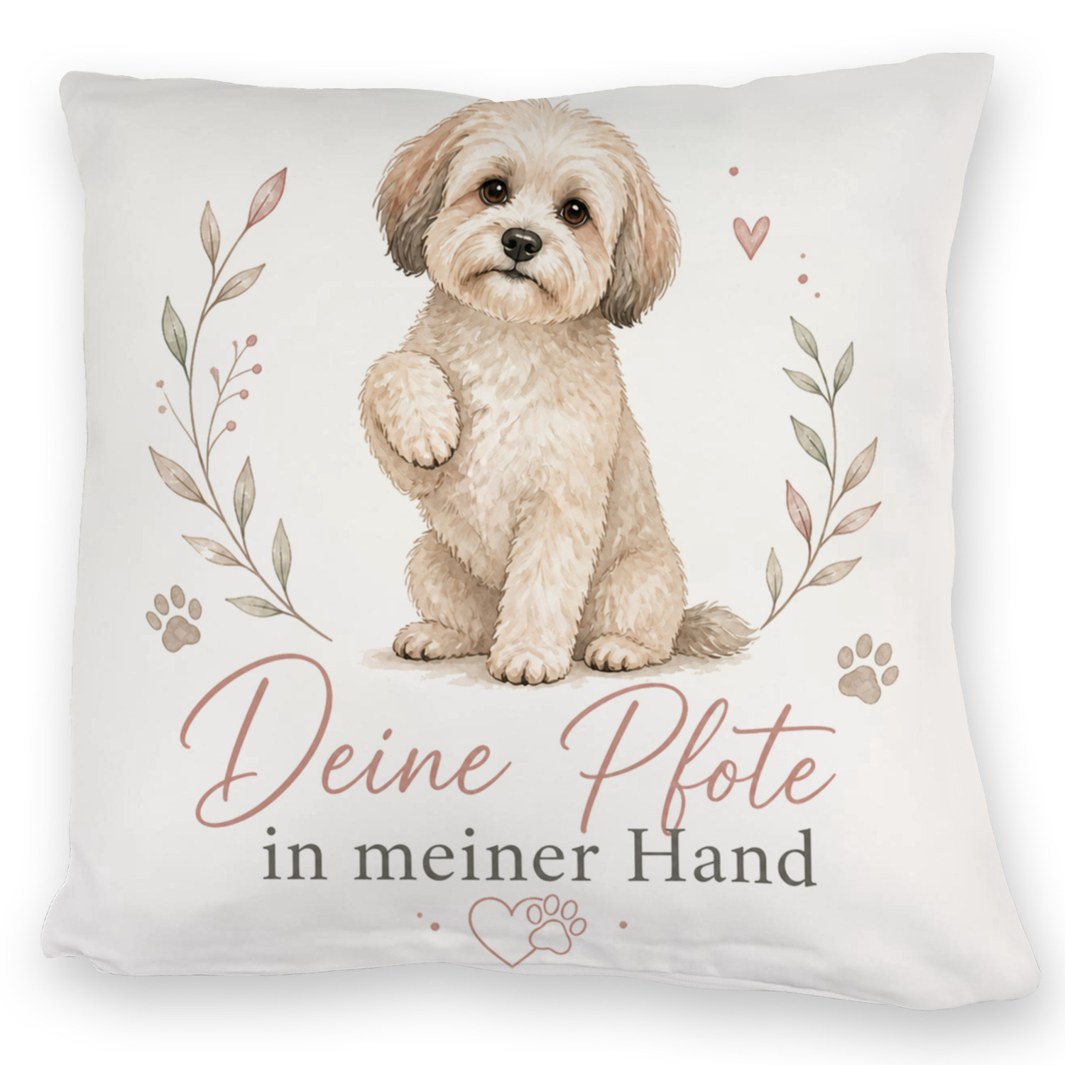 Kuschelkissen Deine Pfote in meiner Hand - Hundespruch