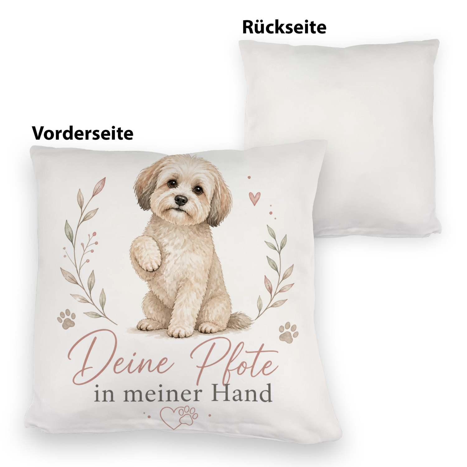 Kuschelkissen Deine Pfote in meiner Hand - Hundespruch – Ansicht 3
