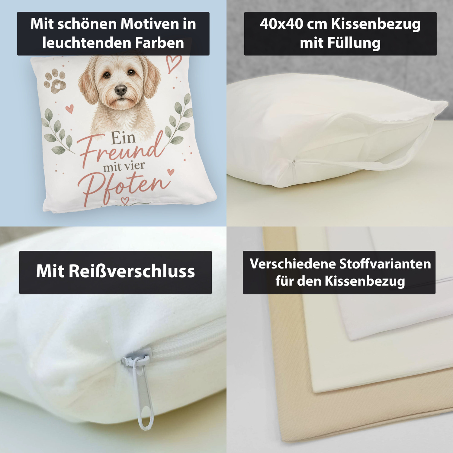 Kuschelkissen Ein Freund mit vier Pfoten - Hundespruch – Ansicht 4