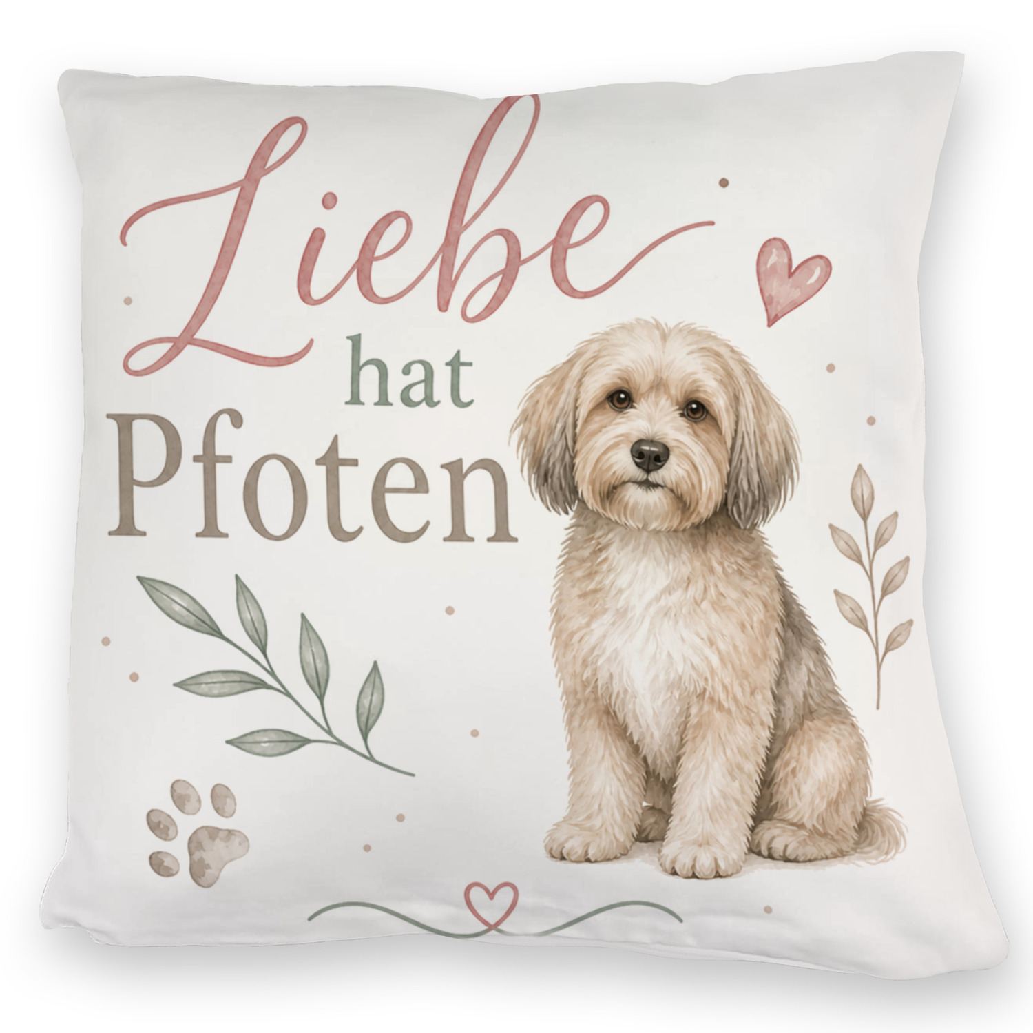 Kuschelkissen Liebe hat Pfoten - Sofakissen mit Herzmotiv