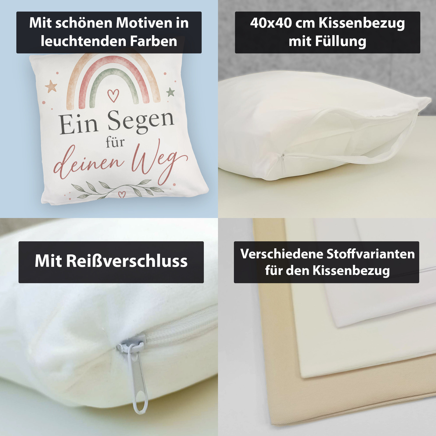 Kuschelkissen Ein Segen für deinen Weg - Regenbogen Dekokissen – Ansicht 4