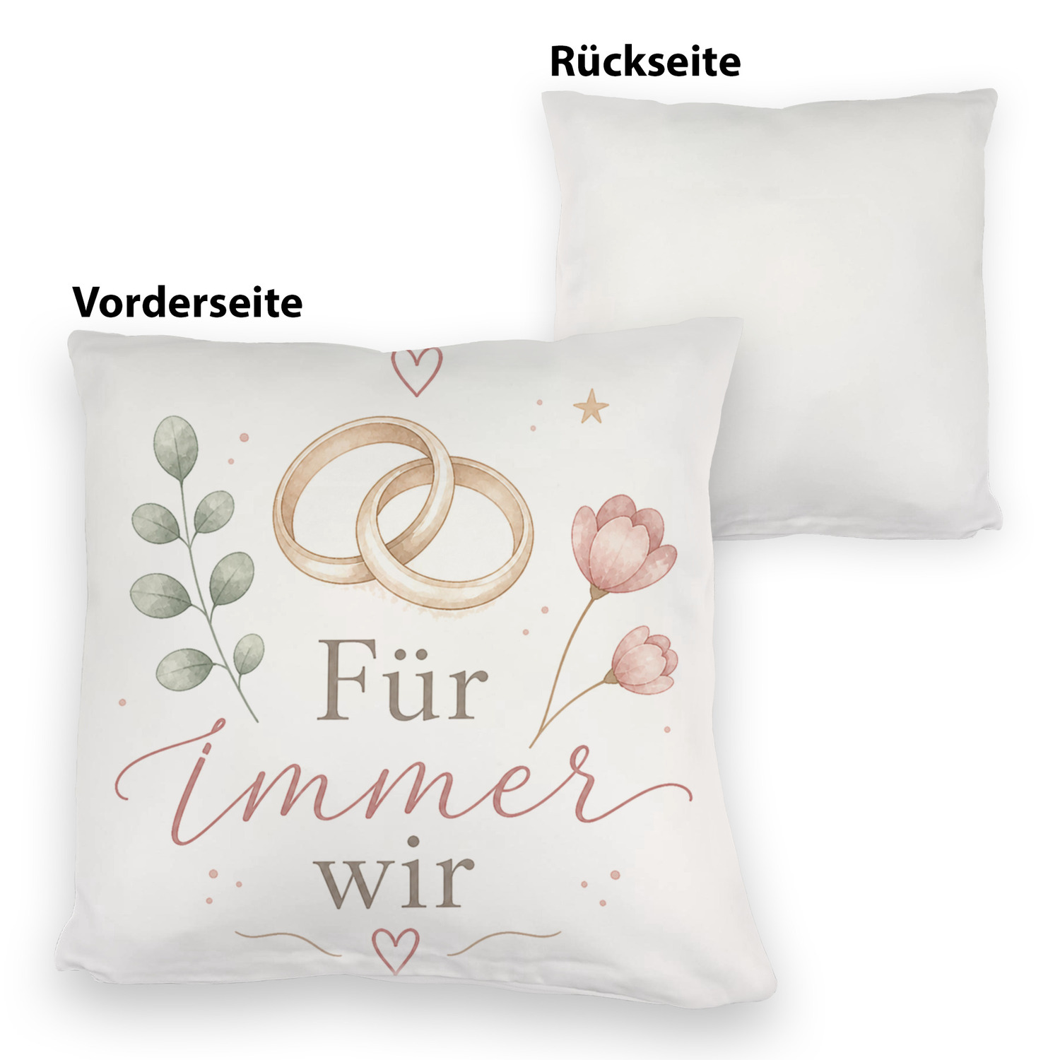 Kuschelkissen Für immer wir - romantisches Ringmotiv mit Herz – Ansicht 3