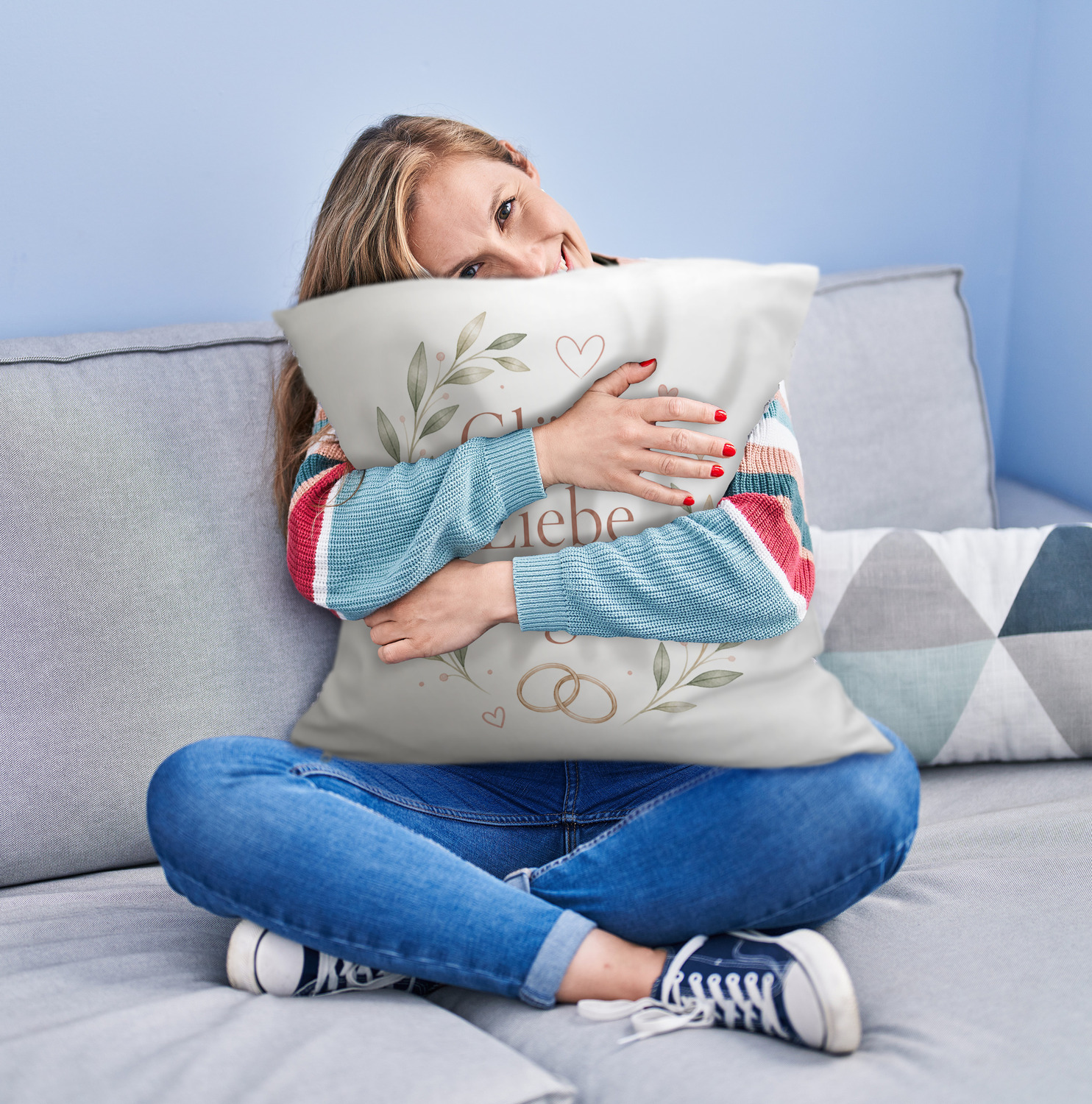 Kuschelkissen Glück - Dekokissen mit romantischem Hochzeitsmotiv – Ansicht 2
