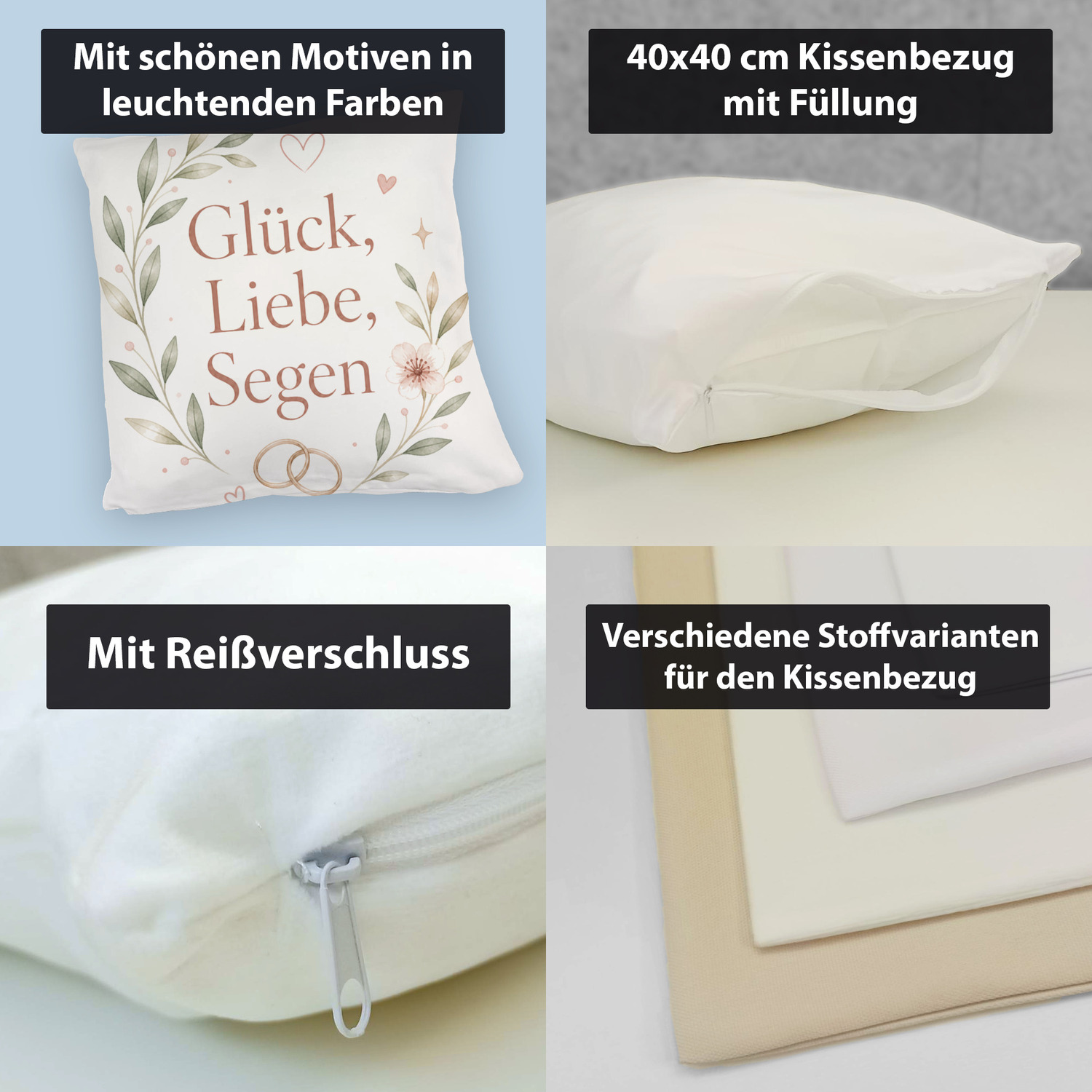 Kuschelkissen Glück - Dekokissen mit romantischem Hochzeitsmotiv – Ansicht 4