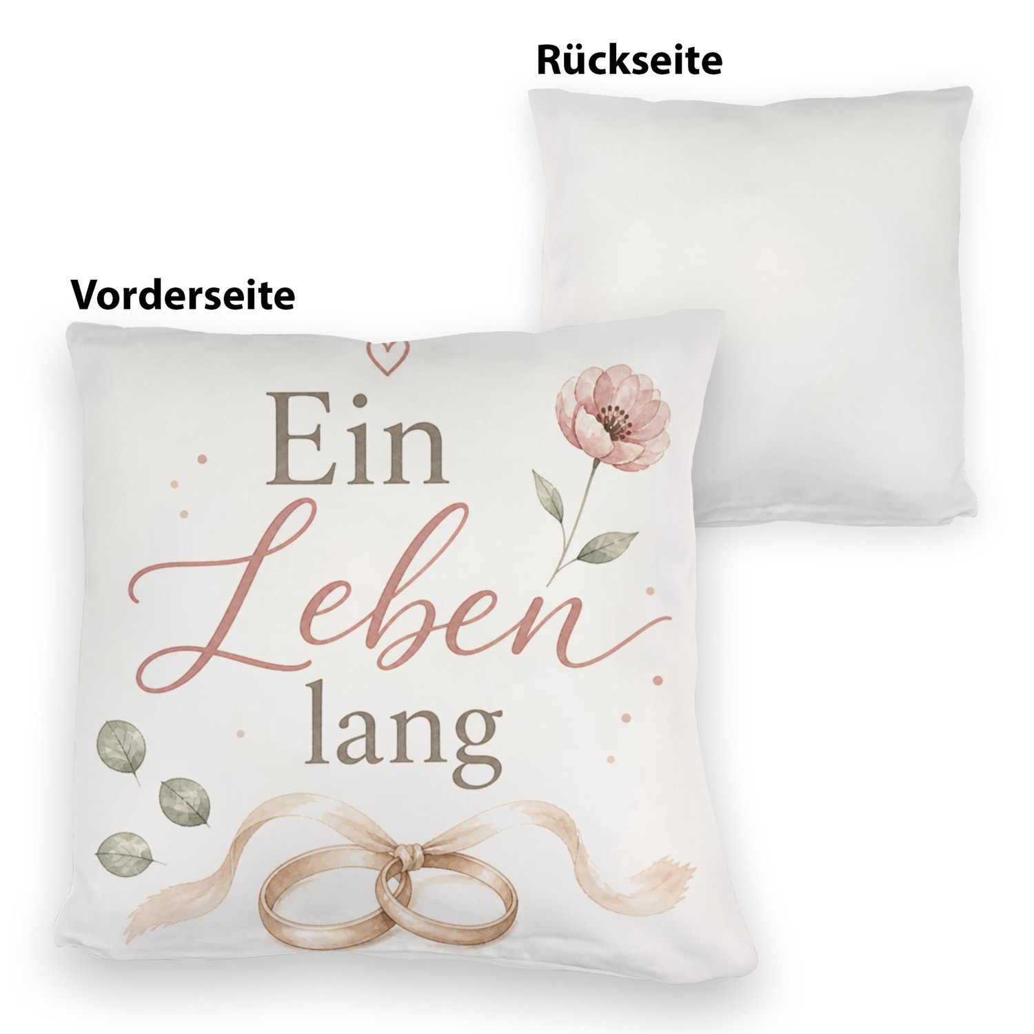 Kuschelkissen Ein Leben lang - Dekokissen mit Herz und Ringen – Ansicht 3