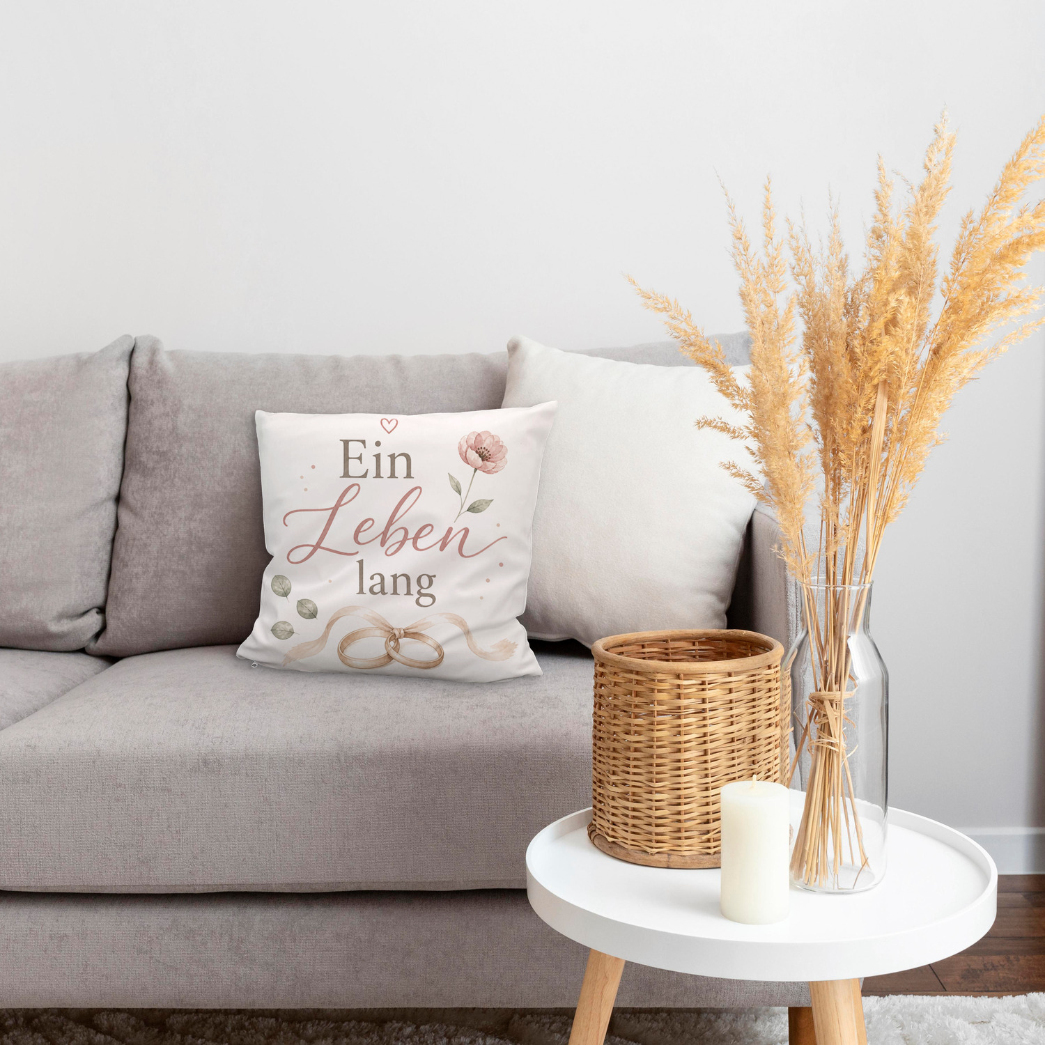 Kuschelkissen Ein Leben lang - Dekokissen mit Herz und Ringen – Ansicht 7