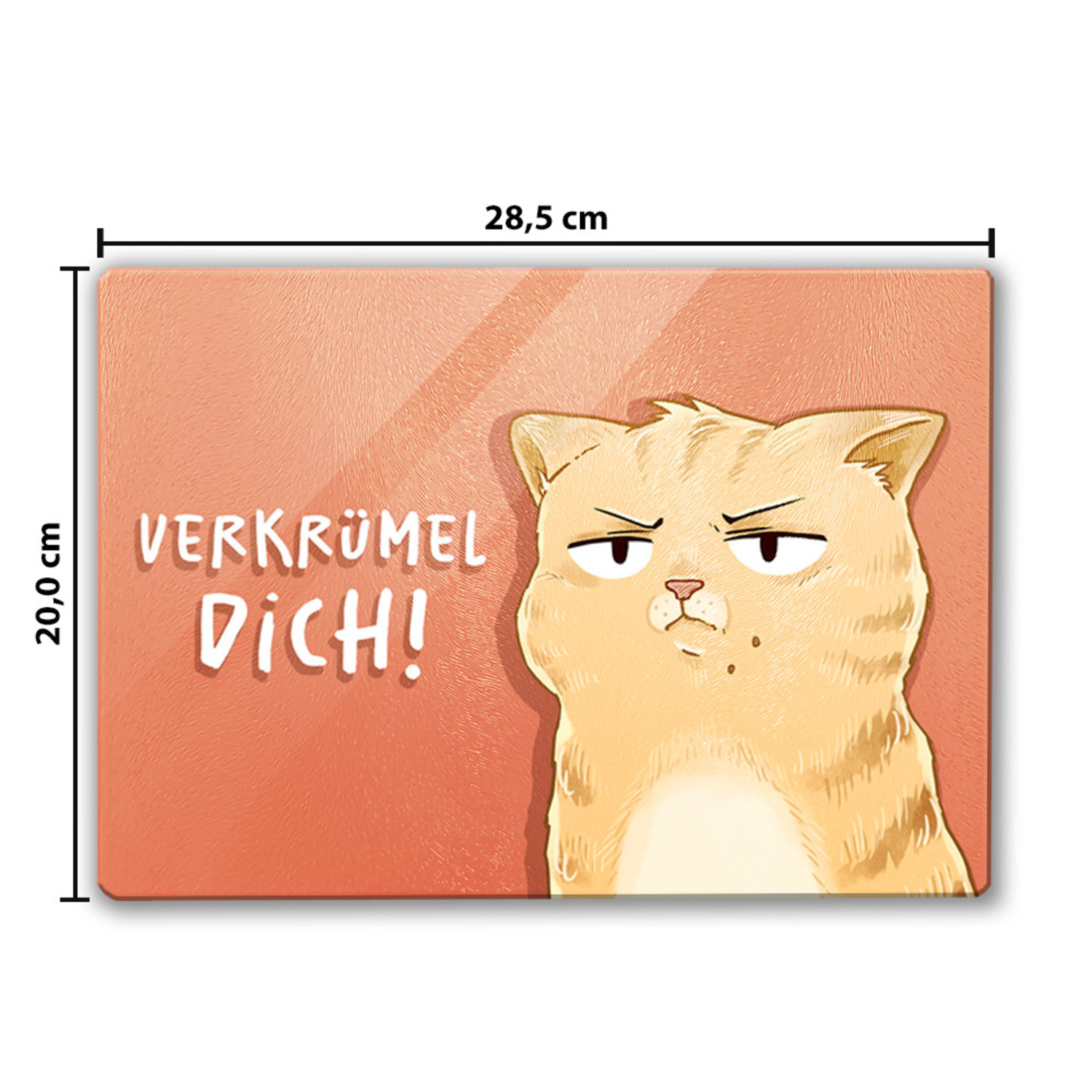 Verkrümel dich Schneidebrett aus Glas mit niedlicher Katze