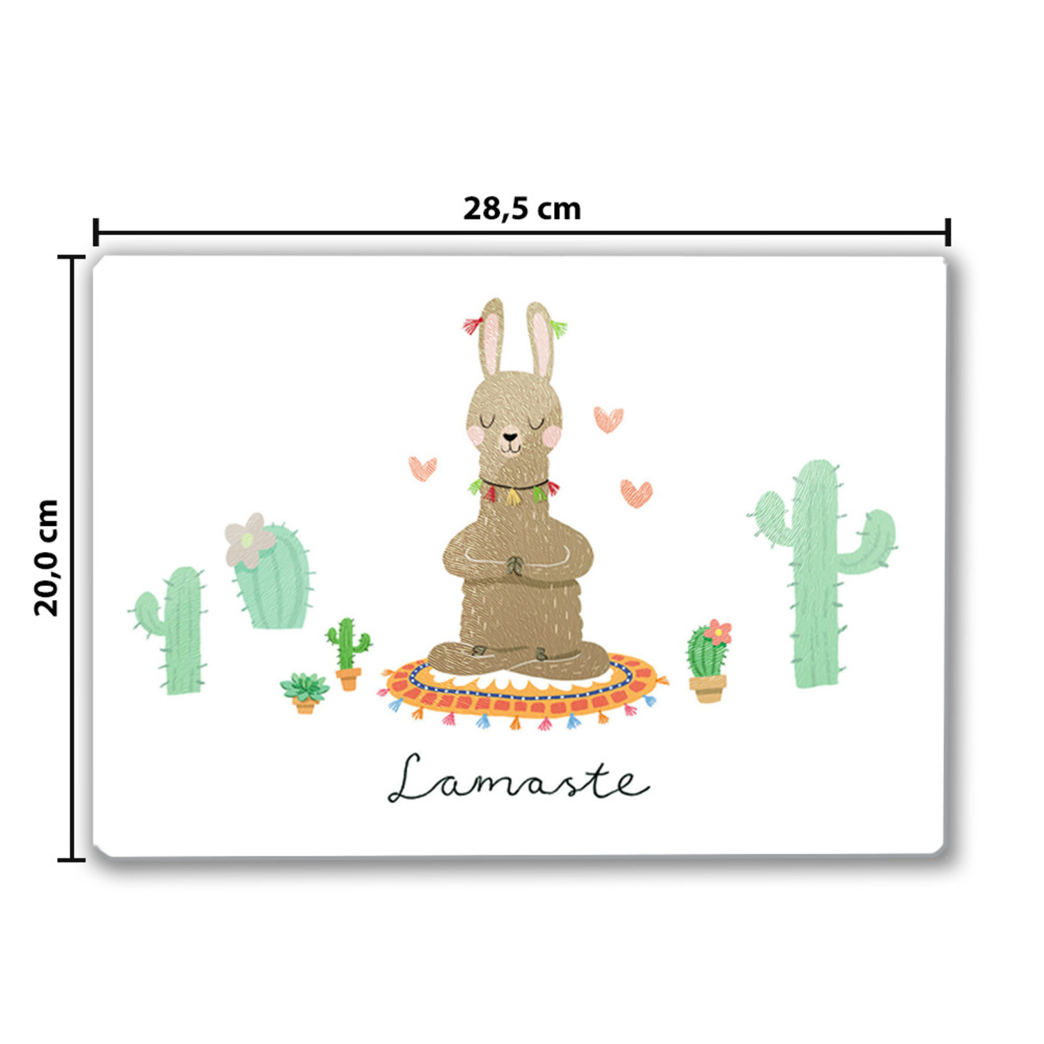 Lama Schneidebrett aus Glas mit Spruch Lamaste
