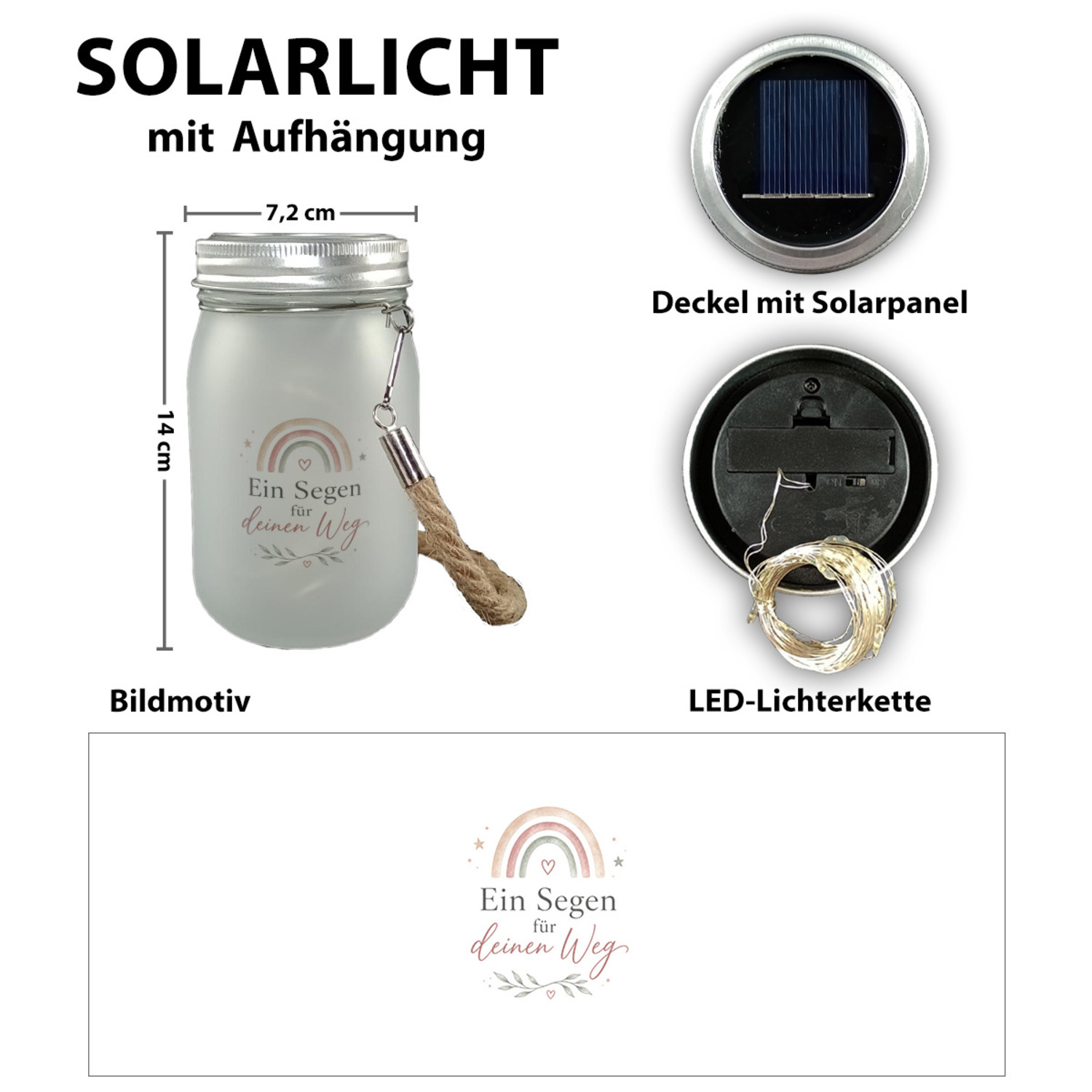 Solarlicht Ein Segen für deinen Weg - Deko Leuchte zum Aufhängen – Ansicht 2