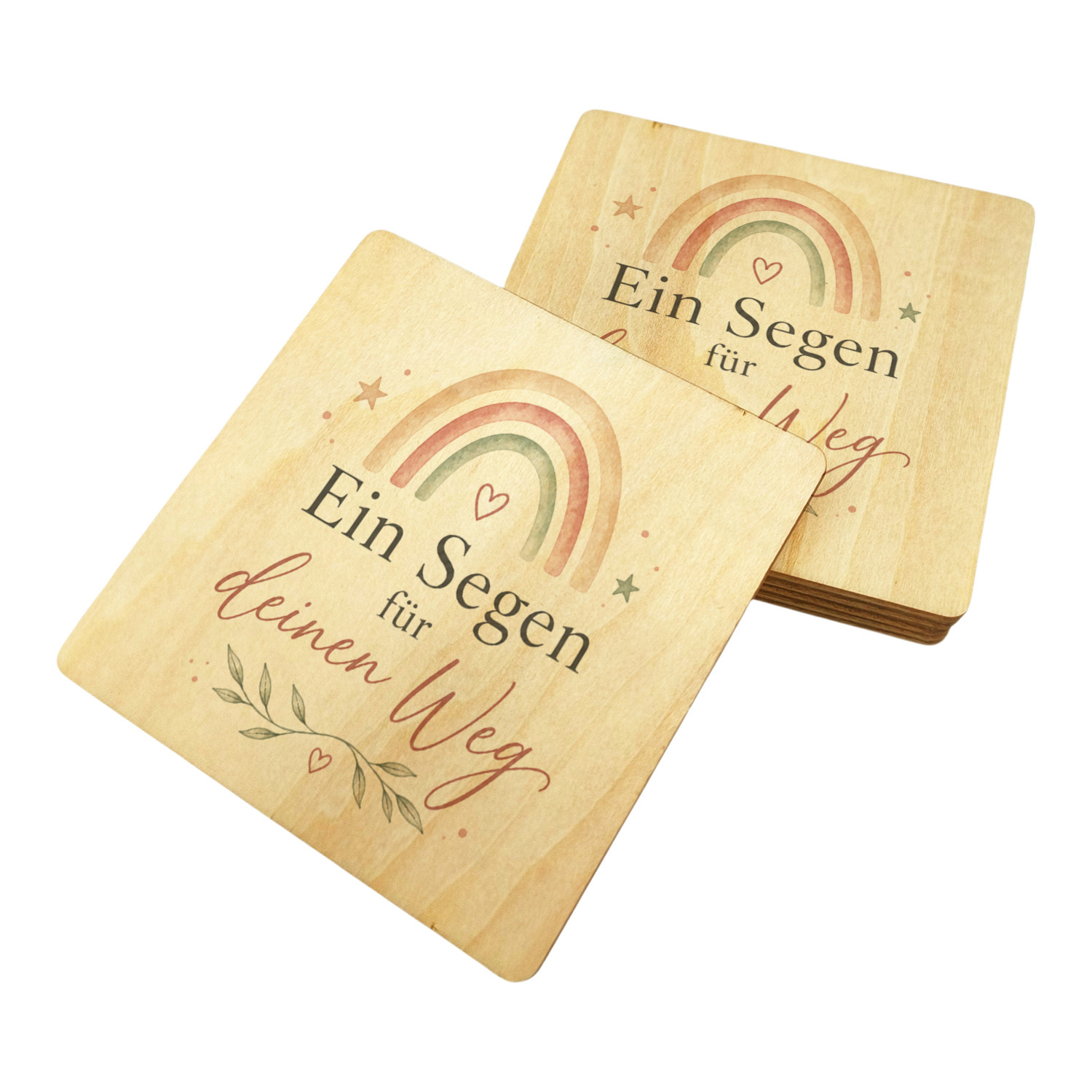 6er Set Untersetzer Holz Ein Segen für deinen Weg - Herzmotiv – Ansicht 2