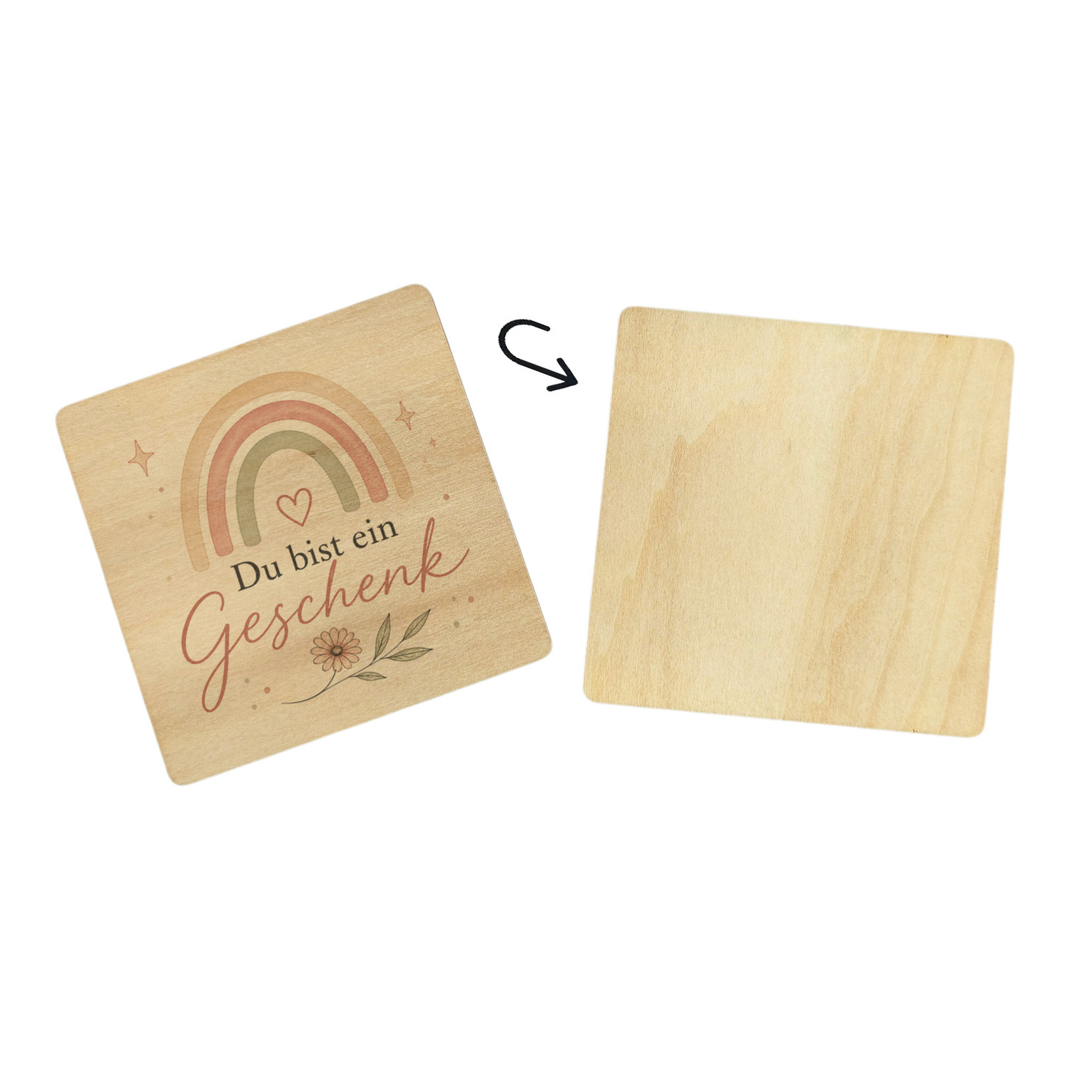 6er Set Untersetzer Holz Du bist ein - Regenbogen – Ansicht 3
