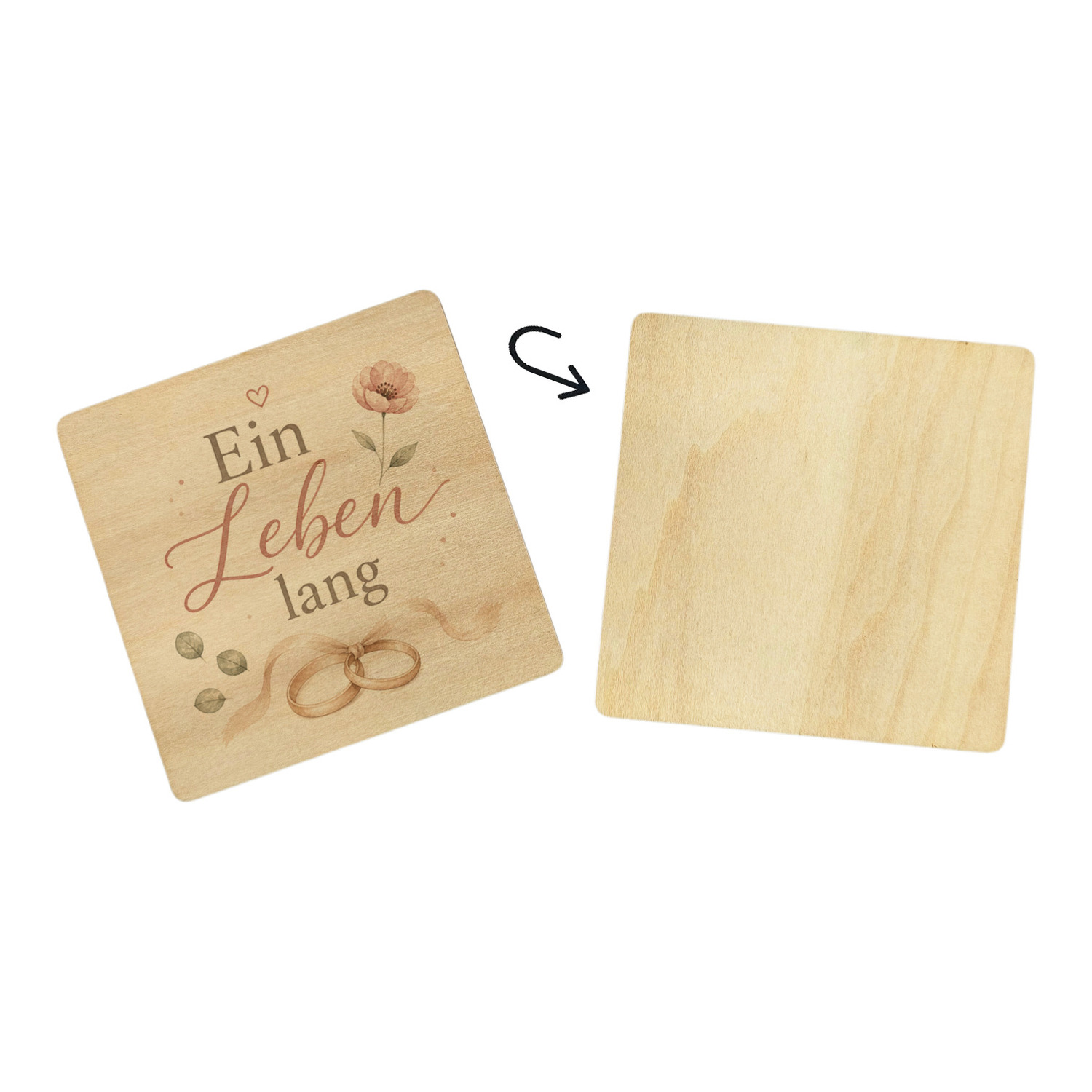 6er Set Untersetzer Holz Ein Leben lang - romantisch – Ansicht 3