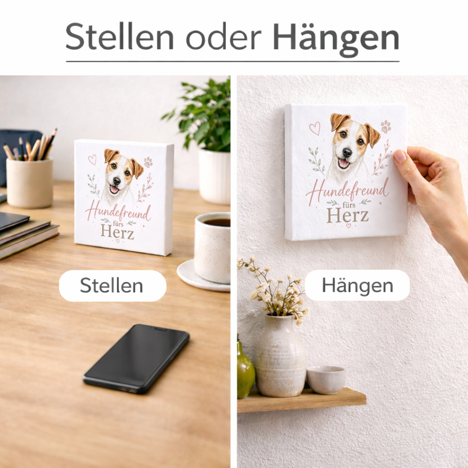 Holzbild in 10x10 cm Hundefreund fürs Herz - Hundefreunde – Ansicht 2
