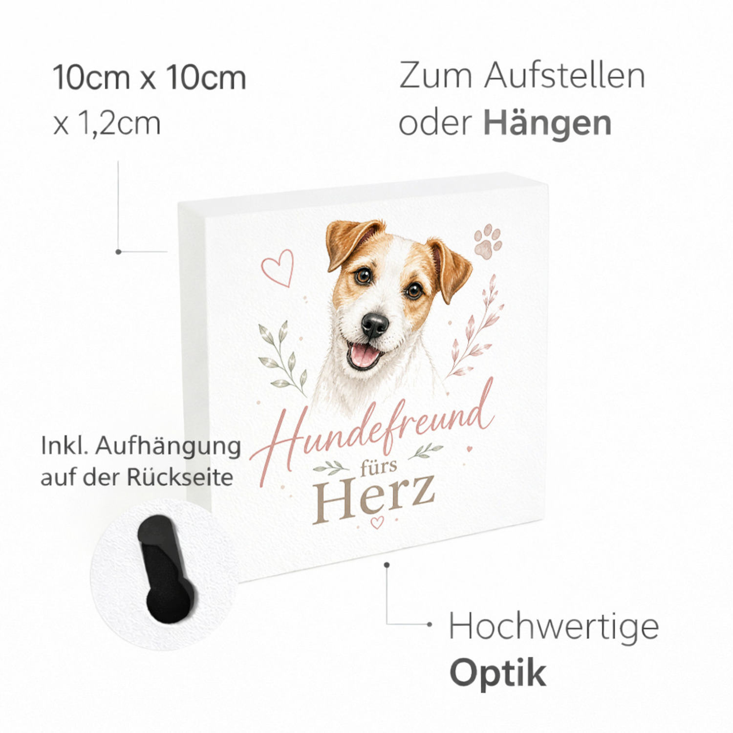 Holzbild in 10x10 cm Hundefreund fürs Herz - Hundefreunde – Ansicht 4