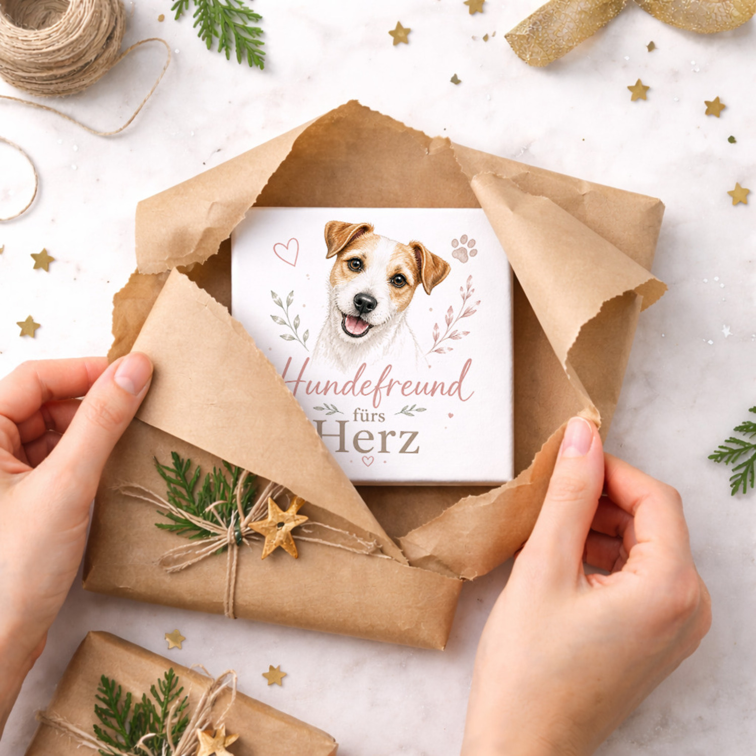Holzbild in 10x10 cm Hundefreund fürs Herz - Hundefreunde – Ansicht 5