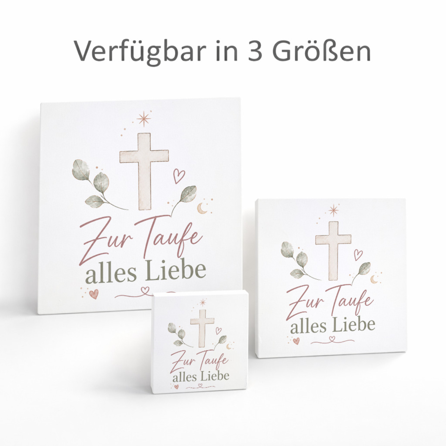 Holzbild in 10x10 cm Zur Taufe alles Liebe - Kreuz Holzdeko – Ansicht 8