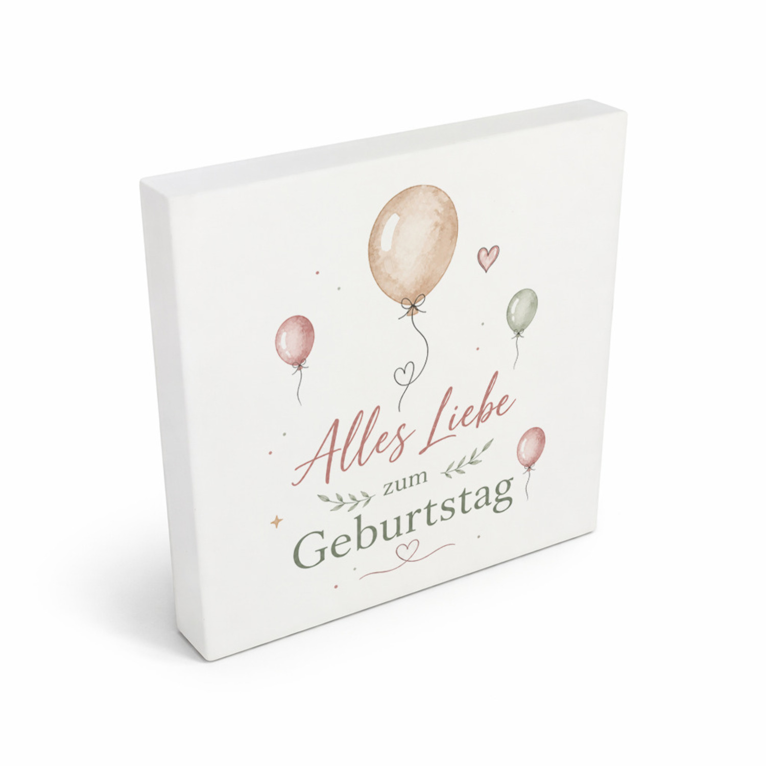 Holzbild in 10x10 cm Alles Liebe zum Geburtstag - Ballons